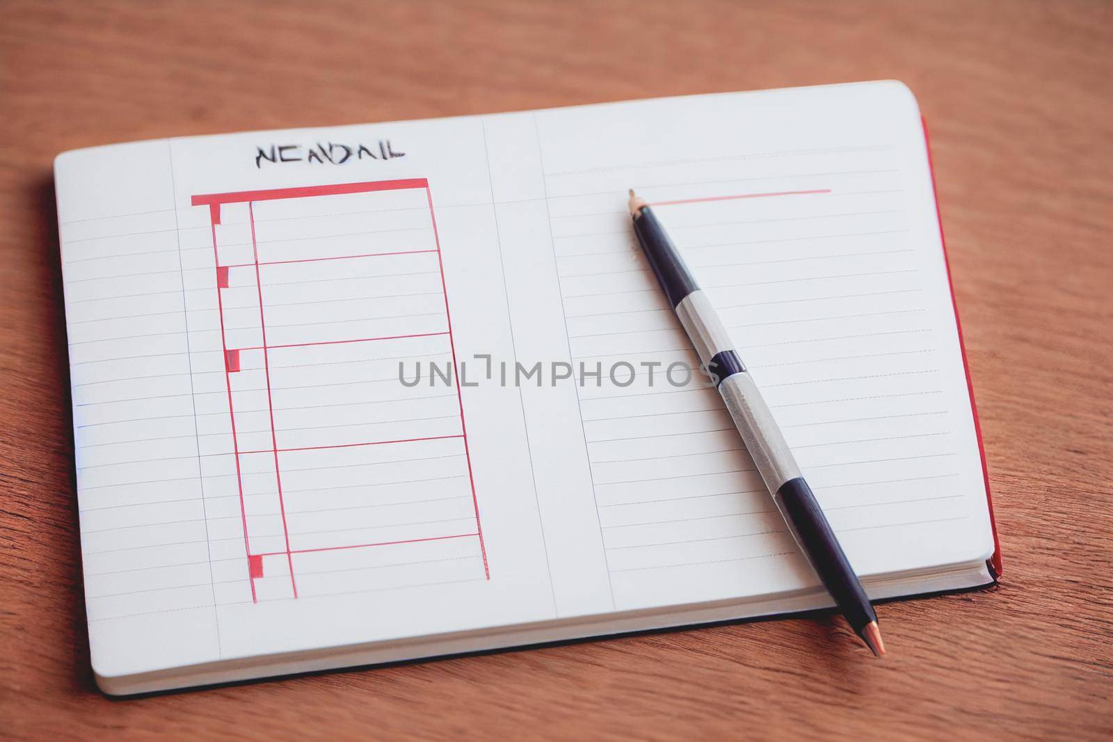 Agenda for the meeting at Calendar book with a blank list, planning conceptually. 3D illustration