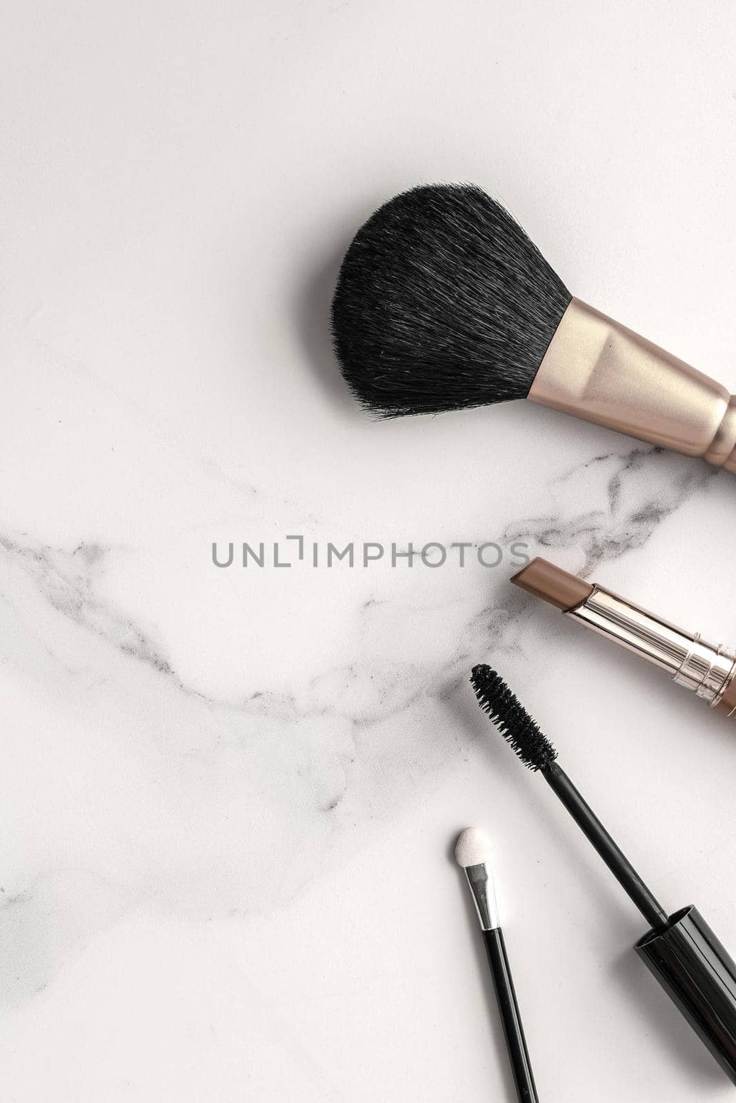 Make-up and cosmetics products on marble, flatlay background - modern feminine lifestyle, beauty blog and fashion inspiration concept