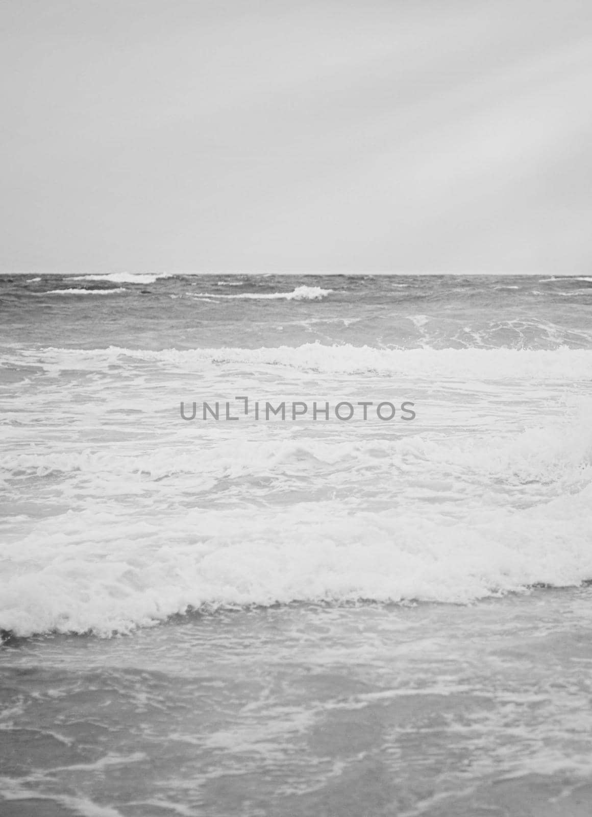 Coastal art print, monochrome and seascape concept - Atlantic ocean coast scenery, fine art