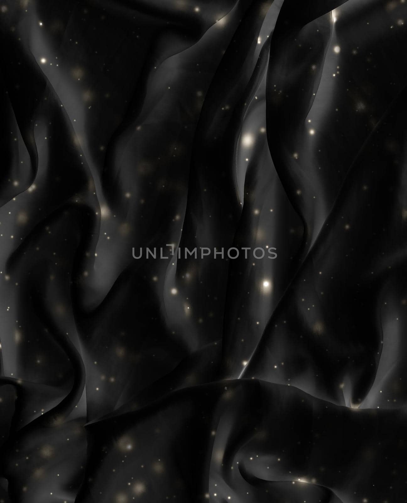 Magic holiday black silk flatlay background texture with golden shine, luxury glamour abstract backdrop by Anneleven