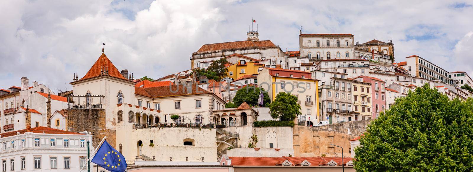 Panorama of the cityscape of the cultural capital of Coimbra with the university and historic buildings, Portugal