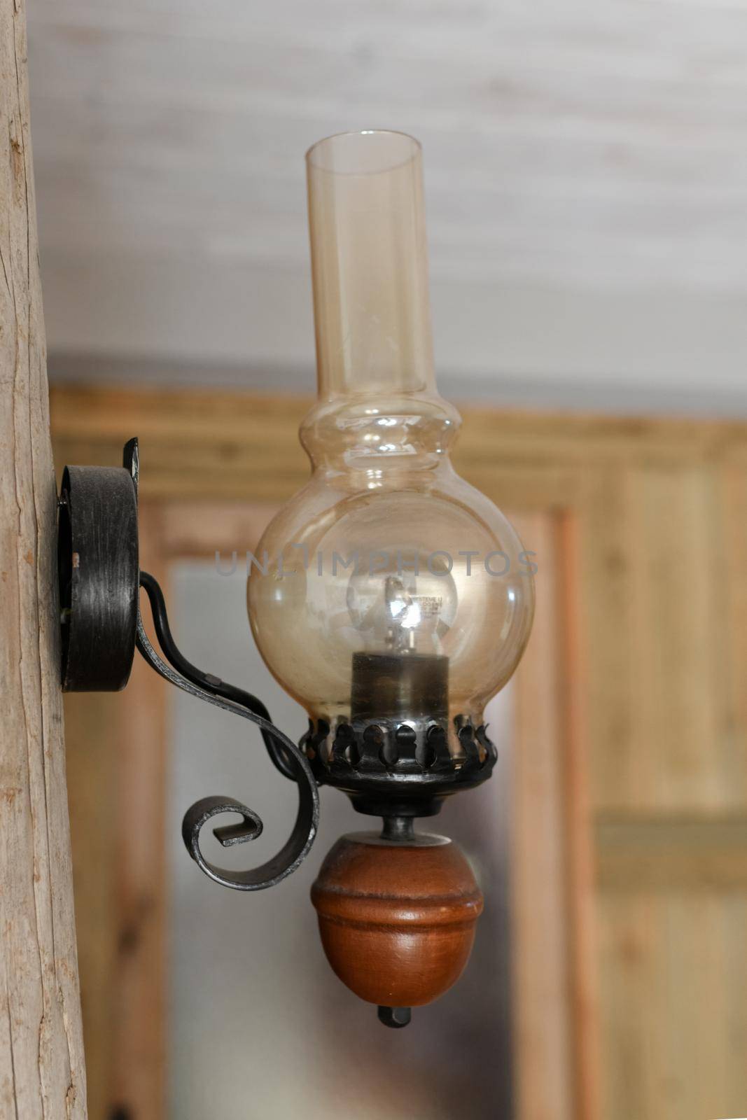 Vintage electrical lamp in a house