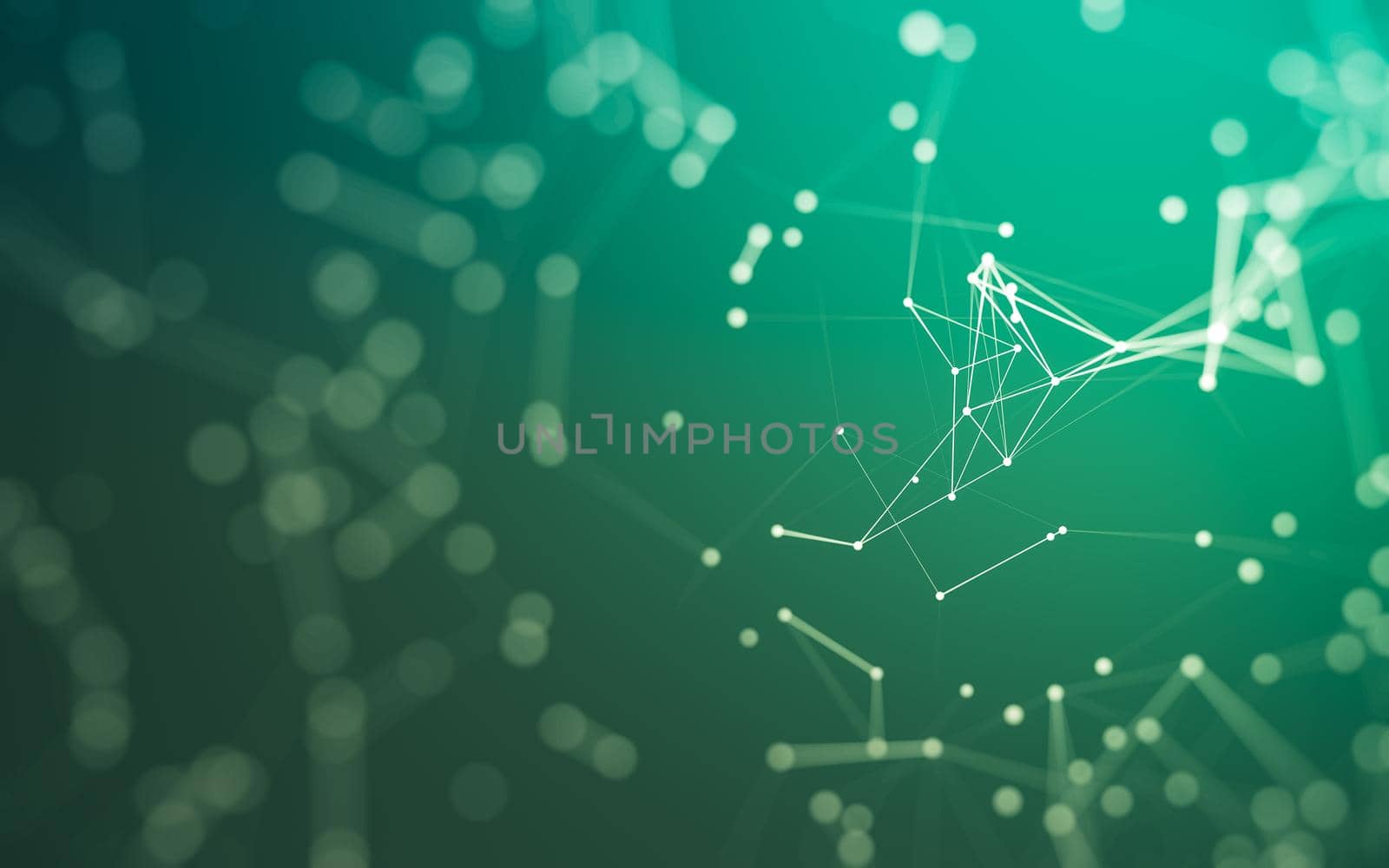 Abstract background. Molecules technology with polygonal shapes, connecting dots and lines. Connection structure. Big data visualization.  by teerawit