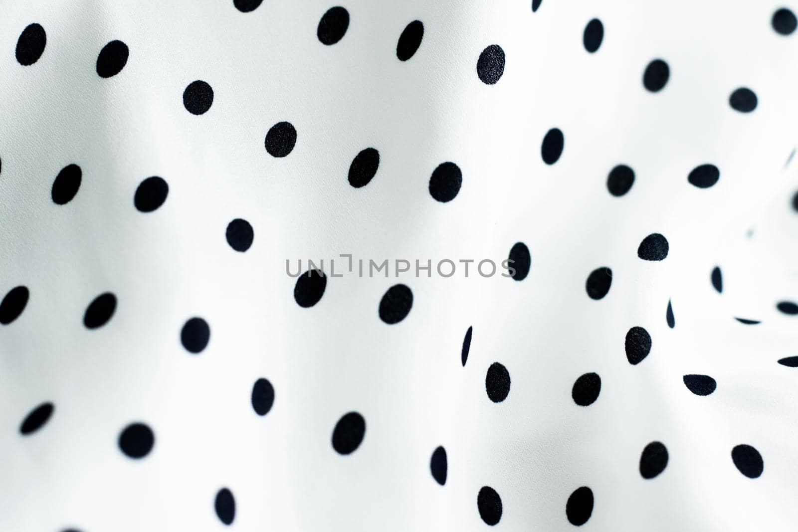 Classic polka dot textile background texture, black dots on white luxury fabric design pattern by Anneleven