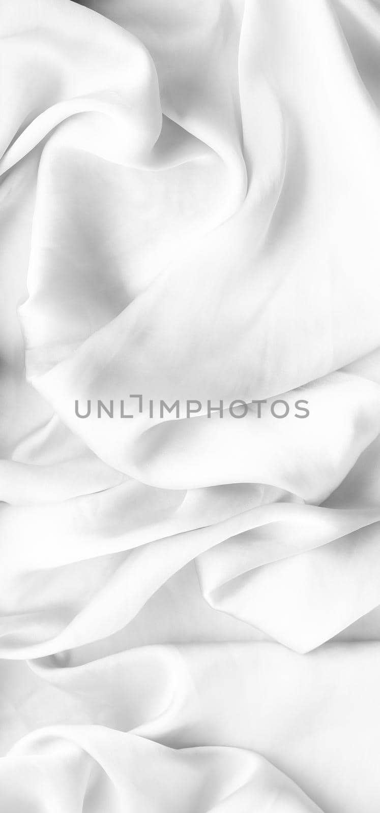 Luxury white soft silk flatlay background texture, holiday beauty abstract backdrop by Anneleven