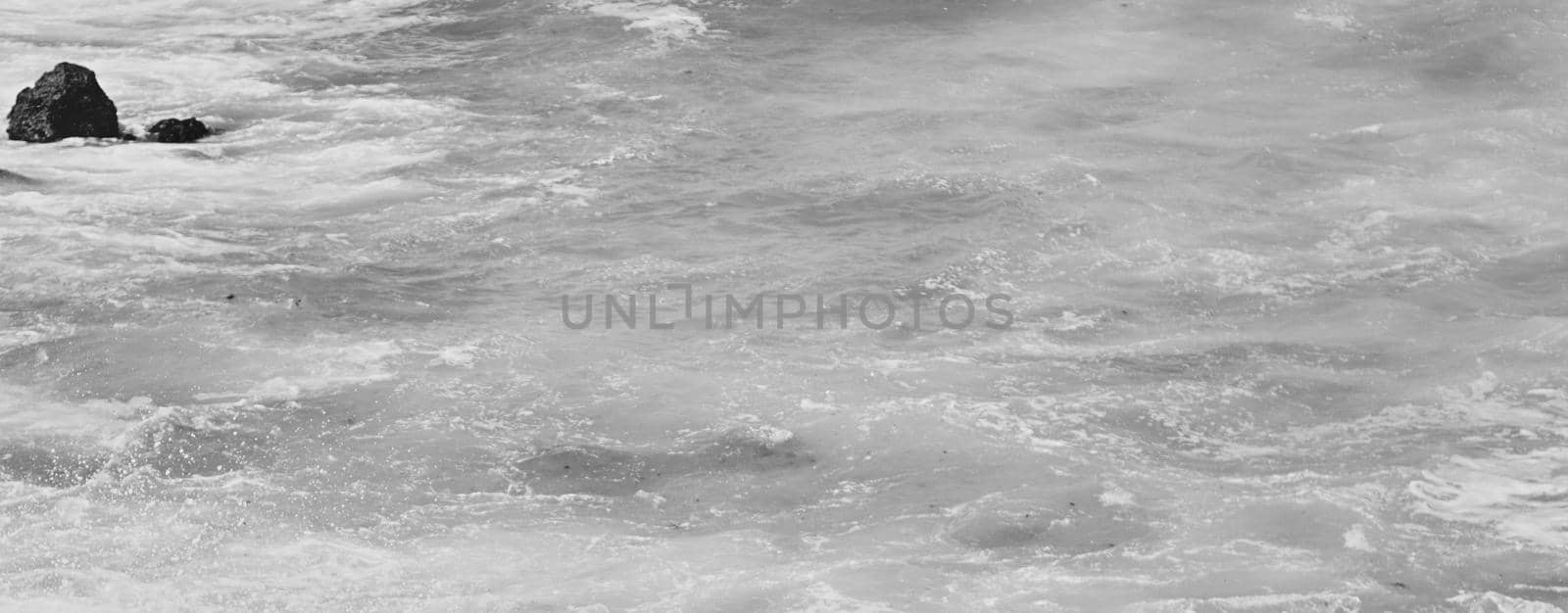 Coastal art print, monochrome and seascape concept - Atlantic ocean coast scenery, fine art