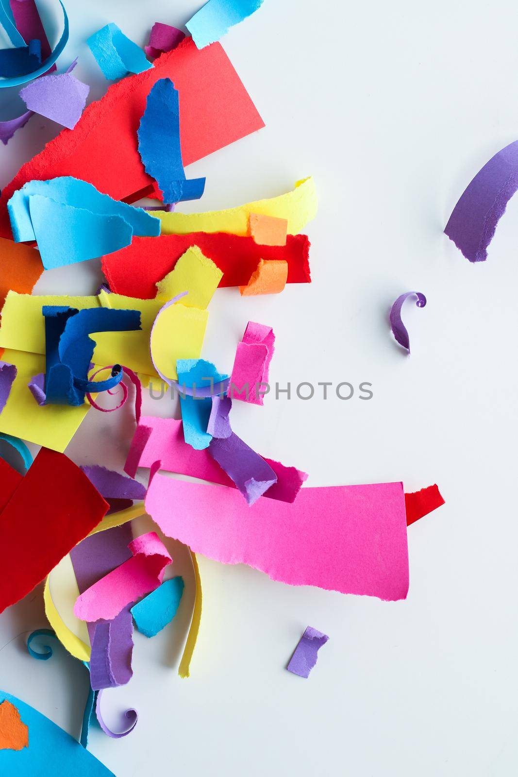 Holiday decor, creative design and party concept - Paper confetti on marble, flatlay background