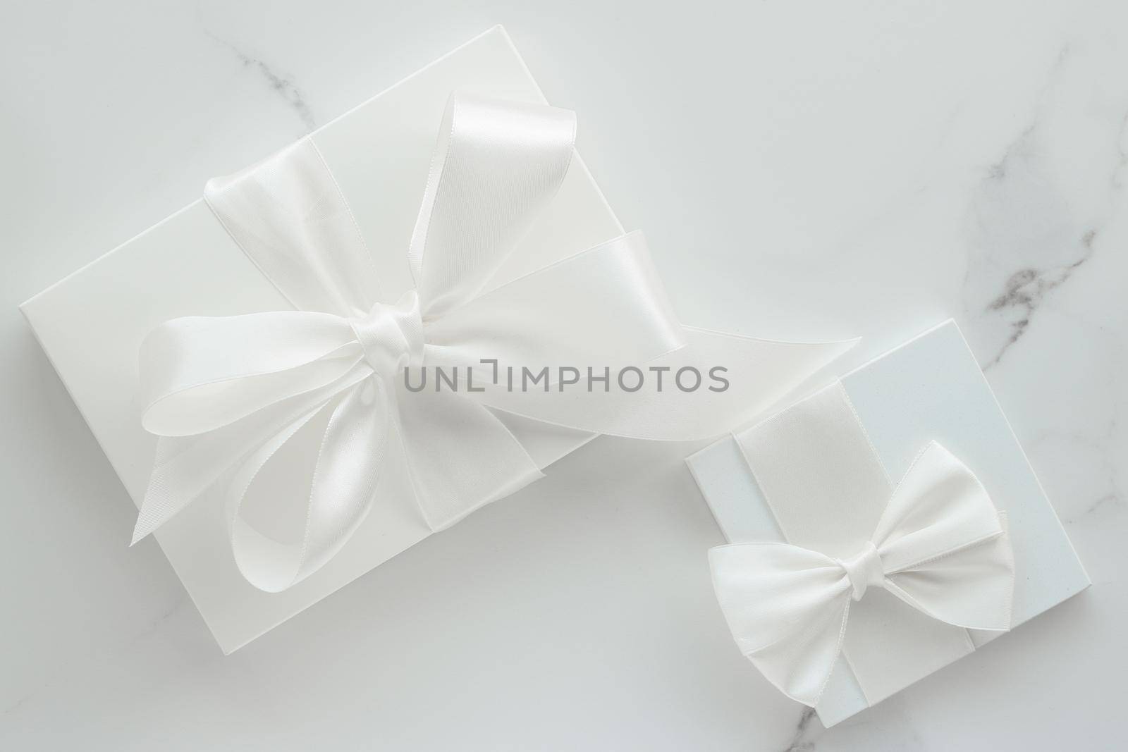 Romantic celebration, lifestyle and holiday present concept - Luxury wedding gifts on marble