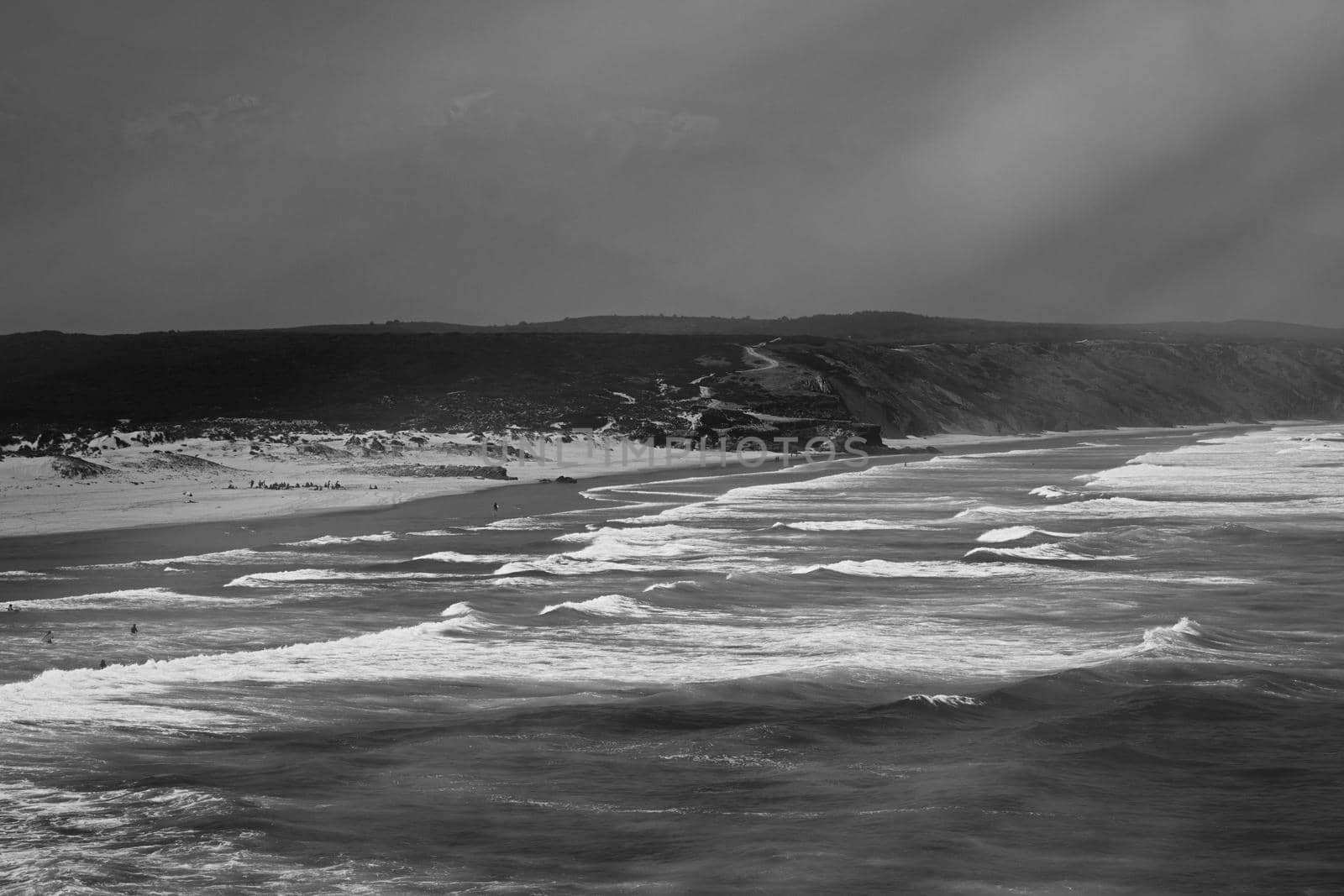 Coastal art print, monochrome and seascape concept - Atlantic ocean coast scenery, fine art