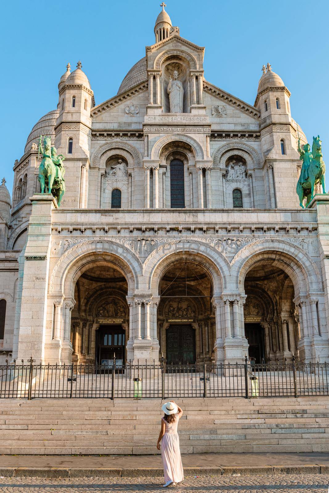 Montmarte Paris, Sacre Coeur Cathedral in Montmartre, Paris, France, morning in Paris by fokkebok