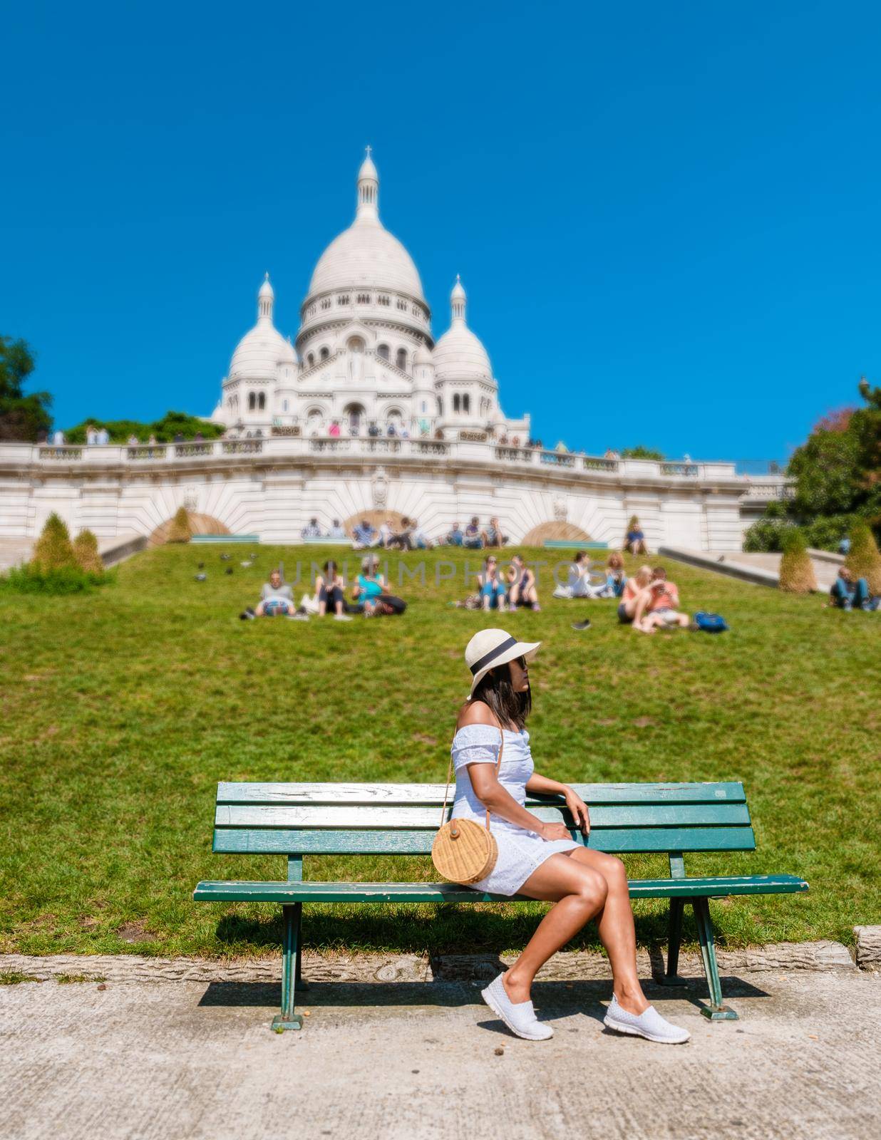 Montmarte Paris, Sacre Coeur Cathedral in Montmartre, Paris, France, morning in Paris by fokkebok