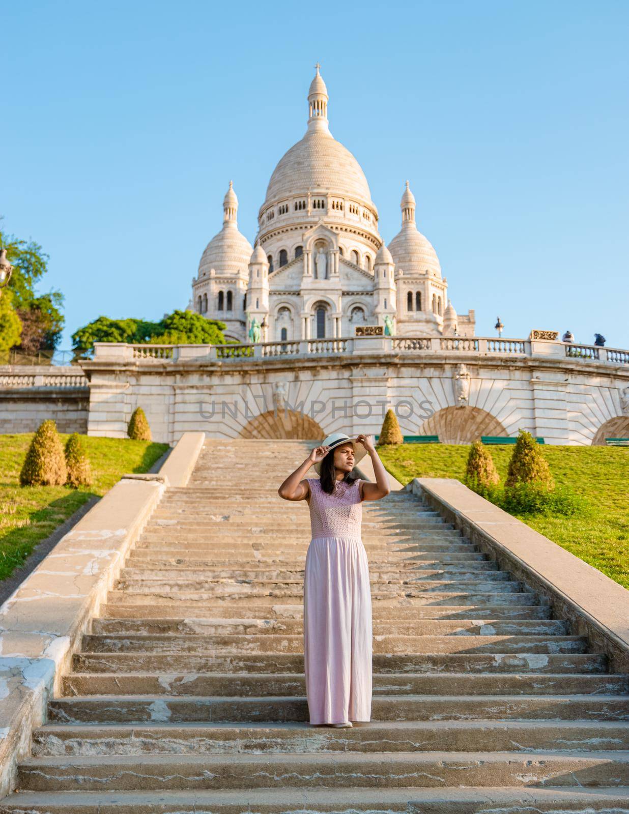 Montmarte Paris, Sacre Coeur Cathedral in Montmartre, Paris, France, morning in Paris by fokkebok