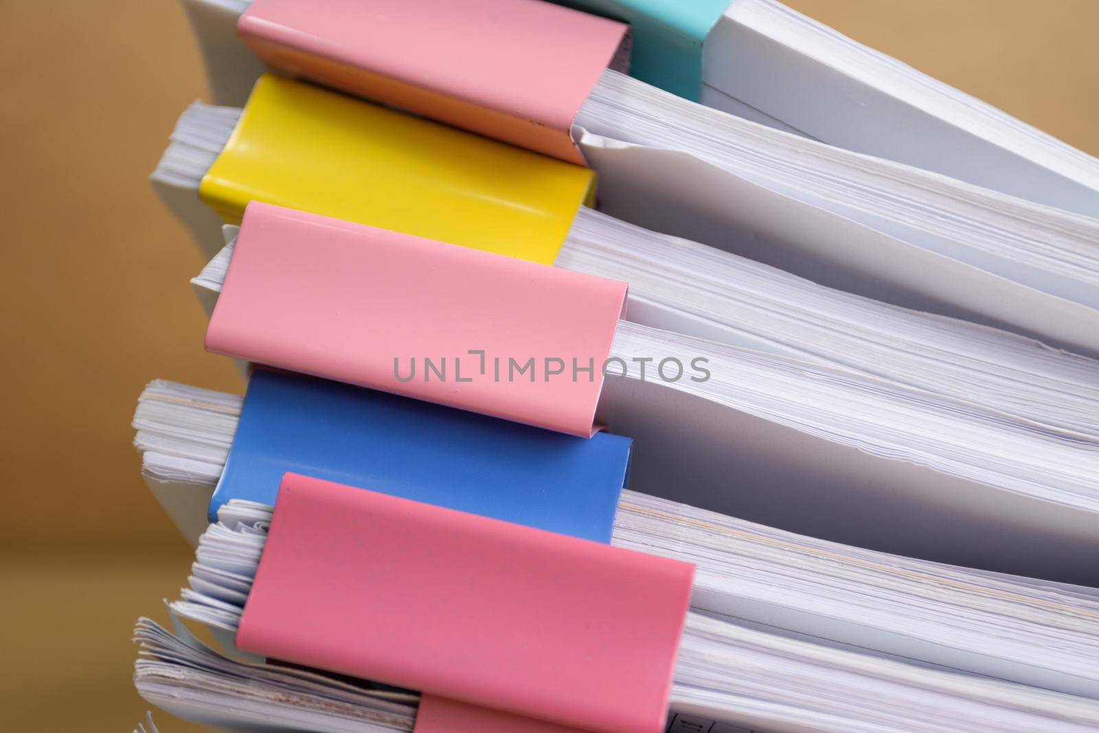 document paper of business report paper file on the table in a work office, concept document in work office by piyaphun