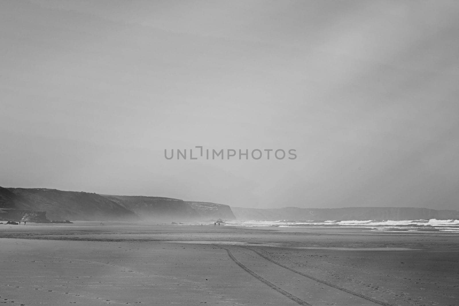 Coastal art print, monochrome and seascape concept - Atlantic ocean coast scenery, fine art