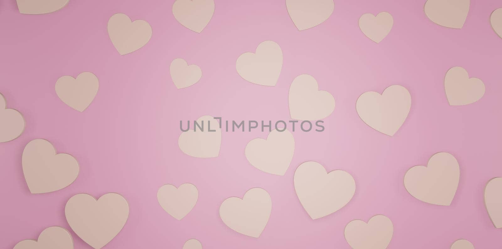 Pink Hearts Background 3D Render