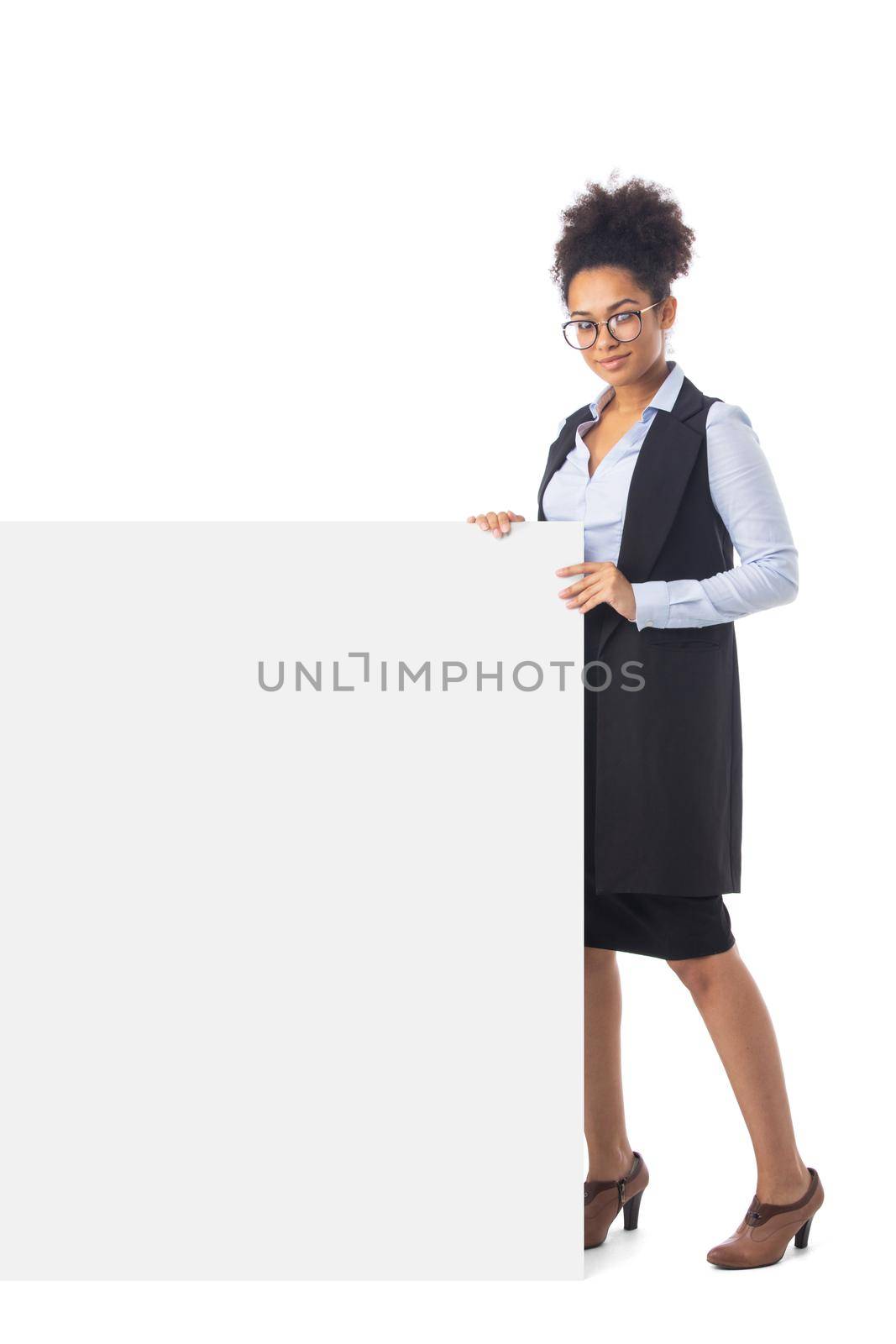 Black business woman with banner by ALotOfPeople