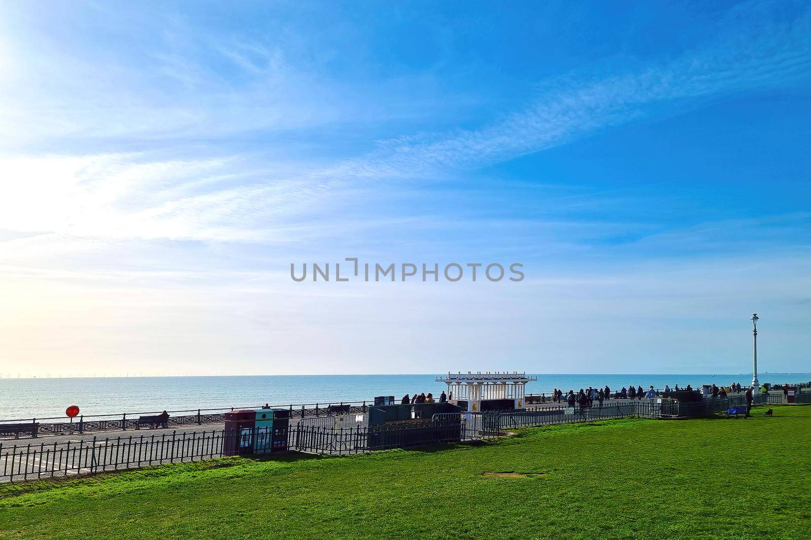 Beautiful picturesque view of the sea on a sunny day. Pier