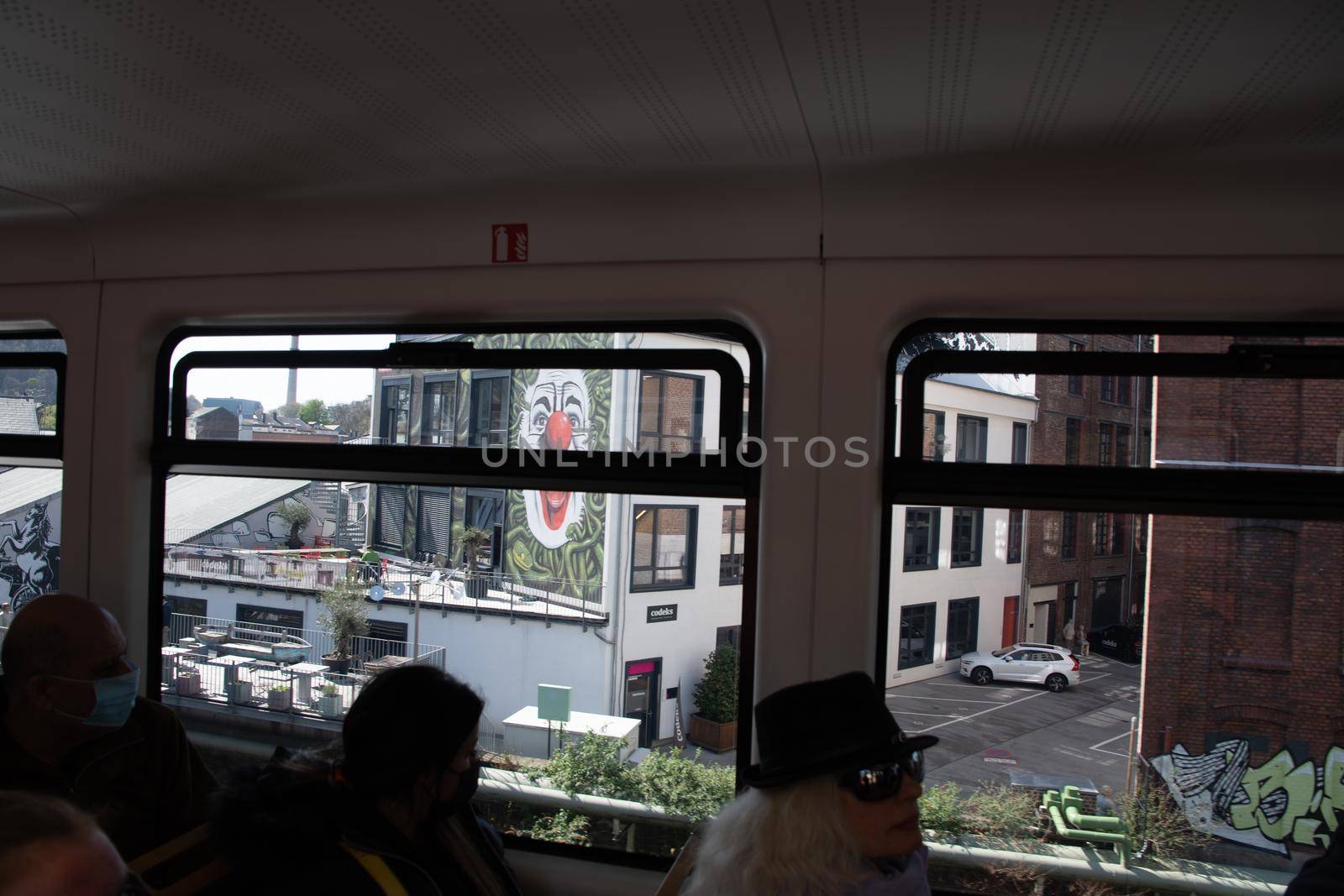 WUPPERTAL, GERMANY - April 11, 2022: Wuppertal Suspension Railway train in Germany. The unique electric monorail system is Wuppertal's landmark. High quality photo