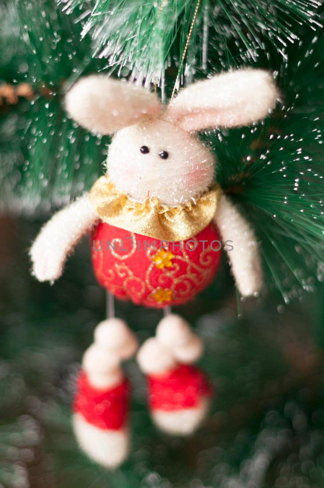 Christmas decorations and toys, New Year atmosphere at hom, blurry background. High quality photo