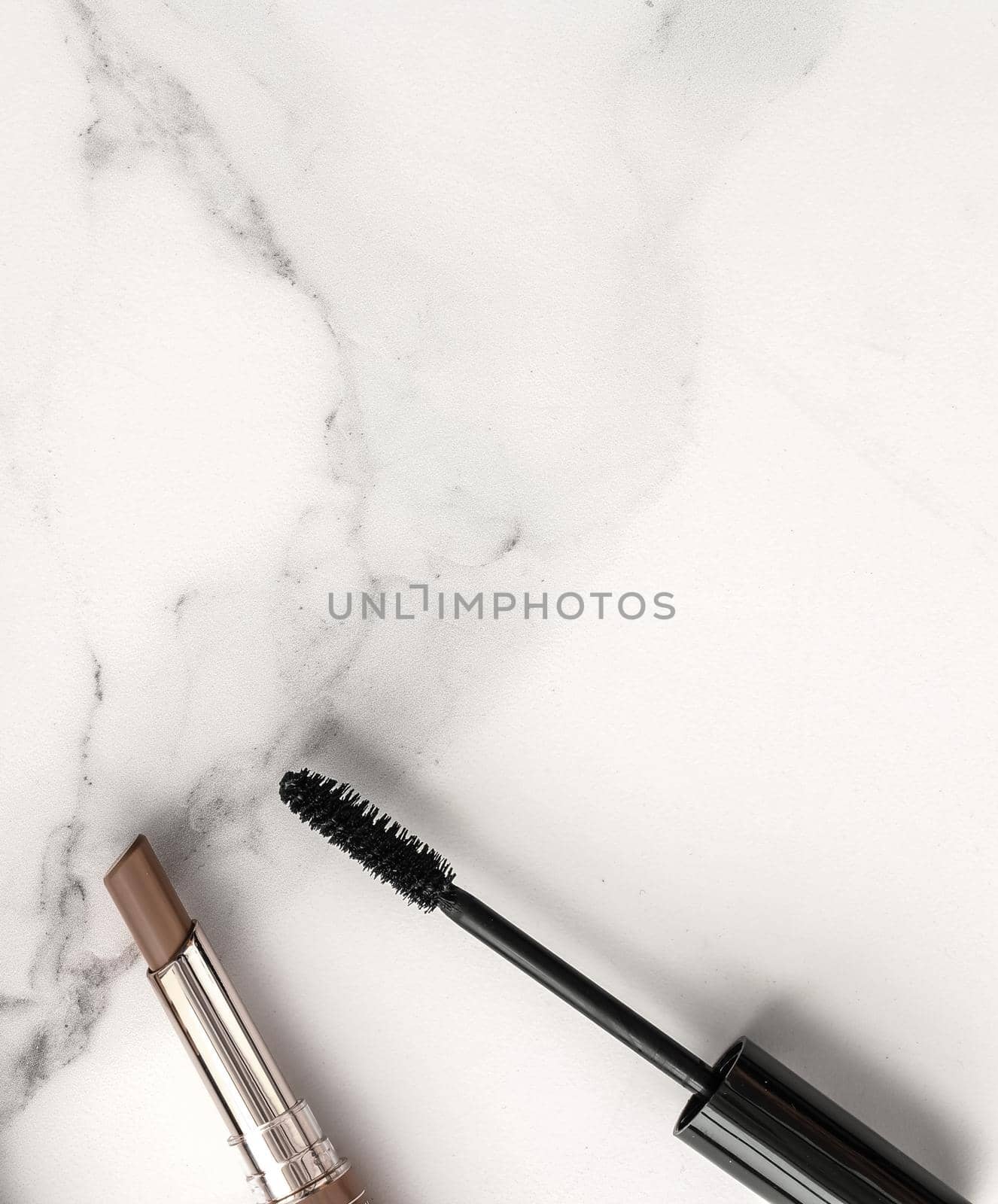 Make-up and cosmetics products on marble, flatlay background by Anneleven