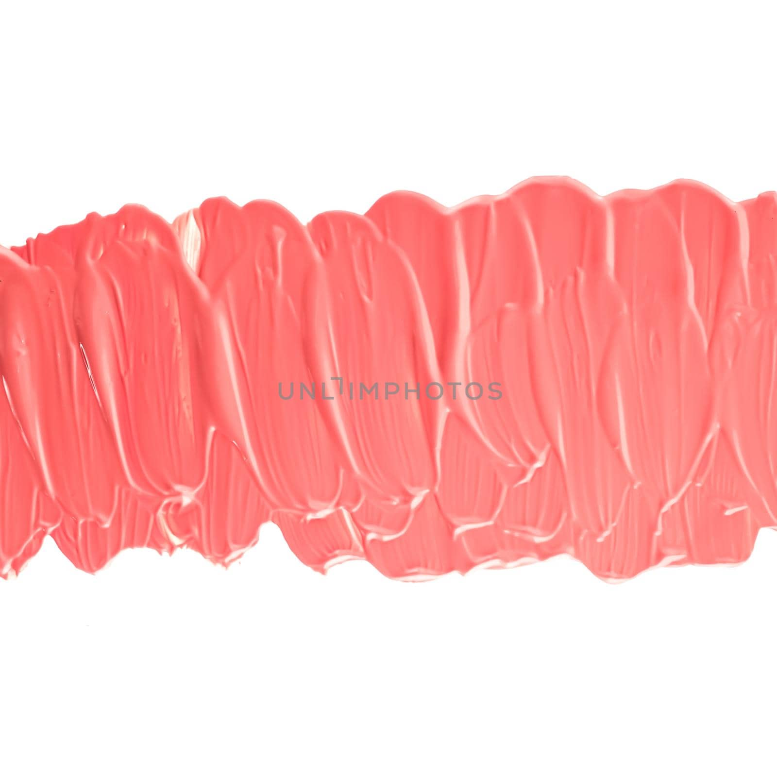 Pastel coral beauty swatch, skincare and makeup cosmetic product sample texture isolated on white background, make-up smudge, cream cosmetics smear or paint brush stroke by Anneleven