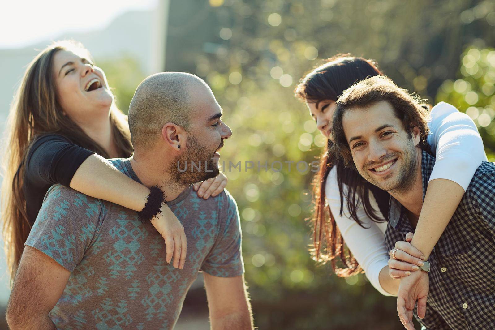 The more, the lovelier. two happy couples out on a double date