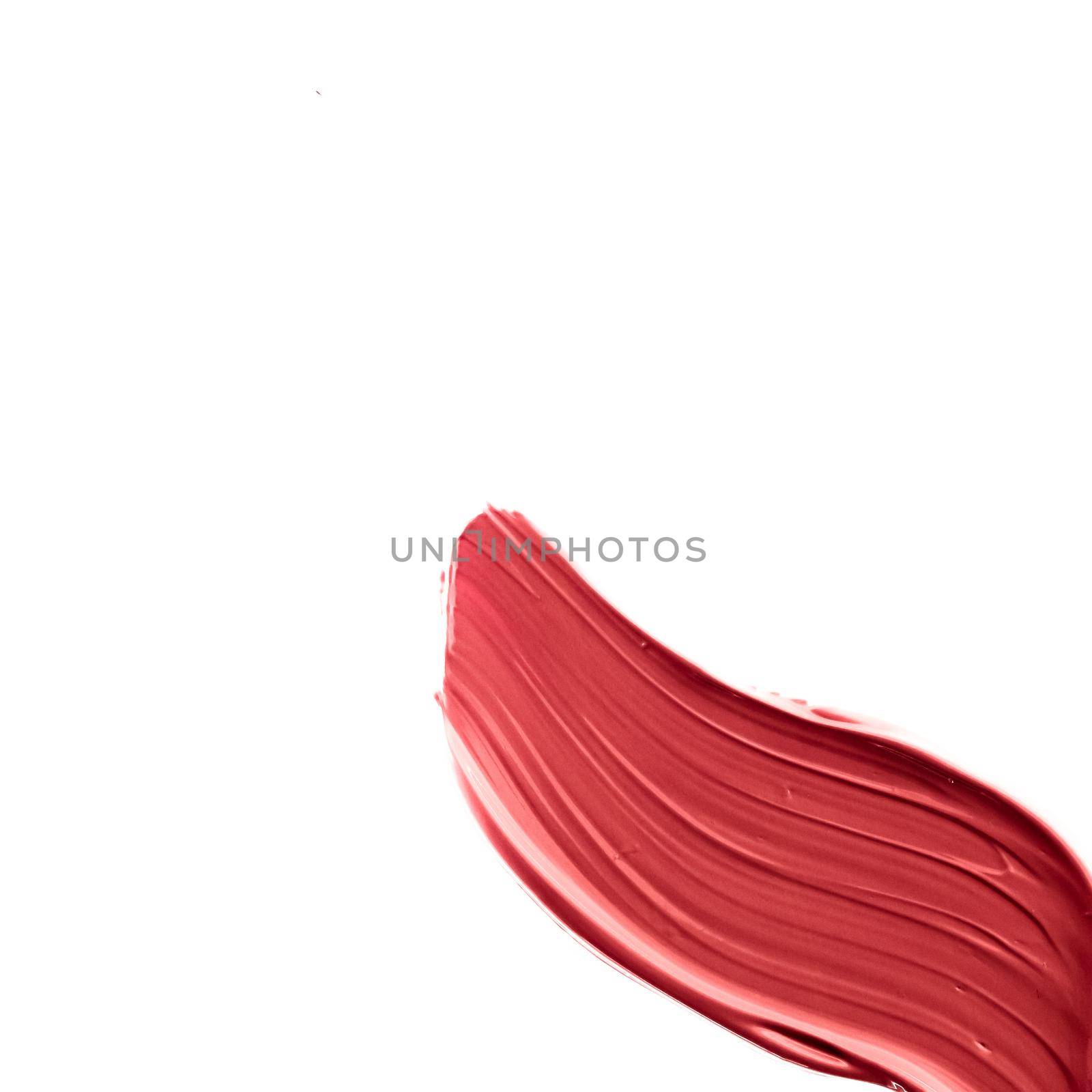 Cosmetic products, fashion and beauty concept - Lipstick smudge isolated on white background, art of make-up