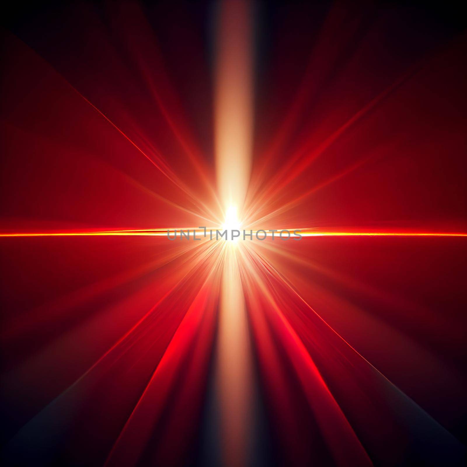 red Light Lens flare on black background. Lens flare with bright light isolated with a black background. Used for textures and materials.