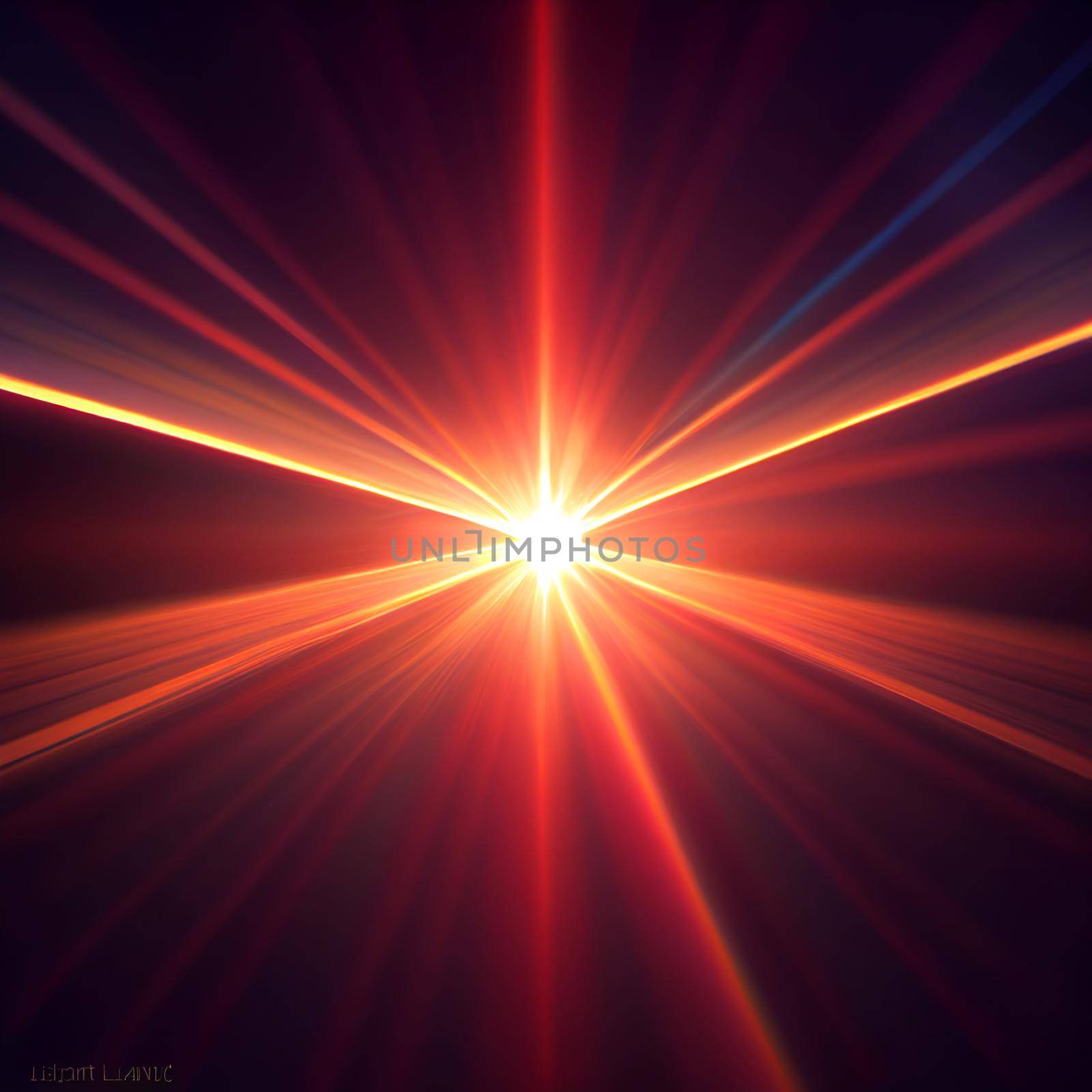 red Light Lens flare on black background. Lens flare with bright light isolated with a black background. Used for textures and materials.