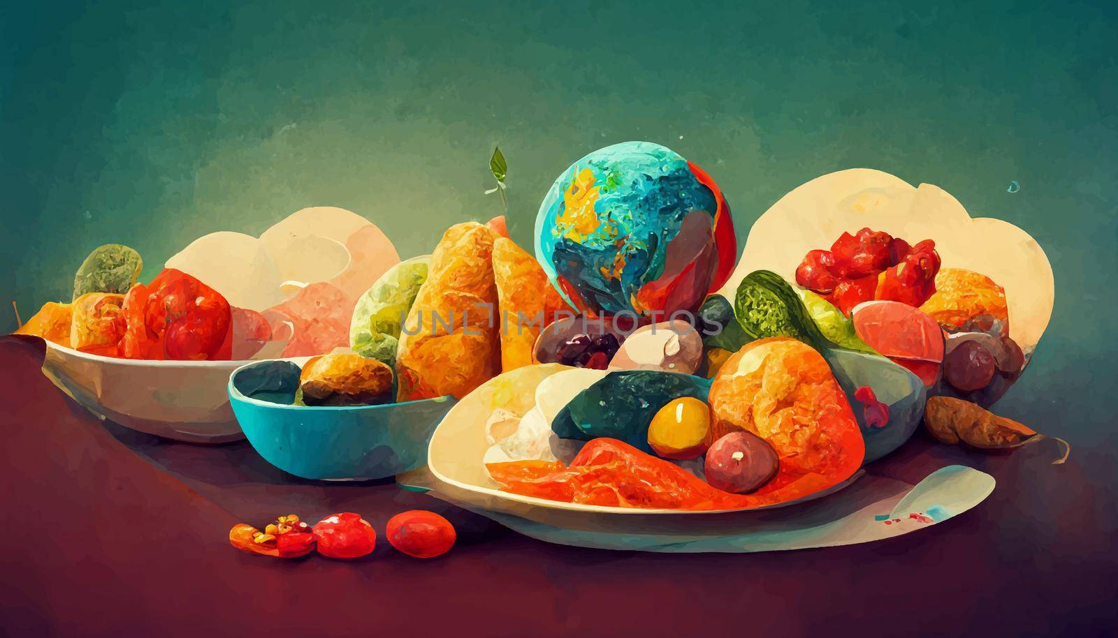 illustration world food day concept, international world food day.