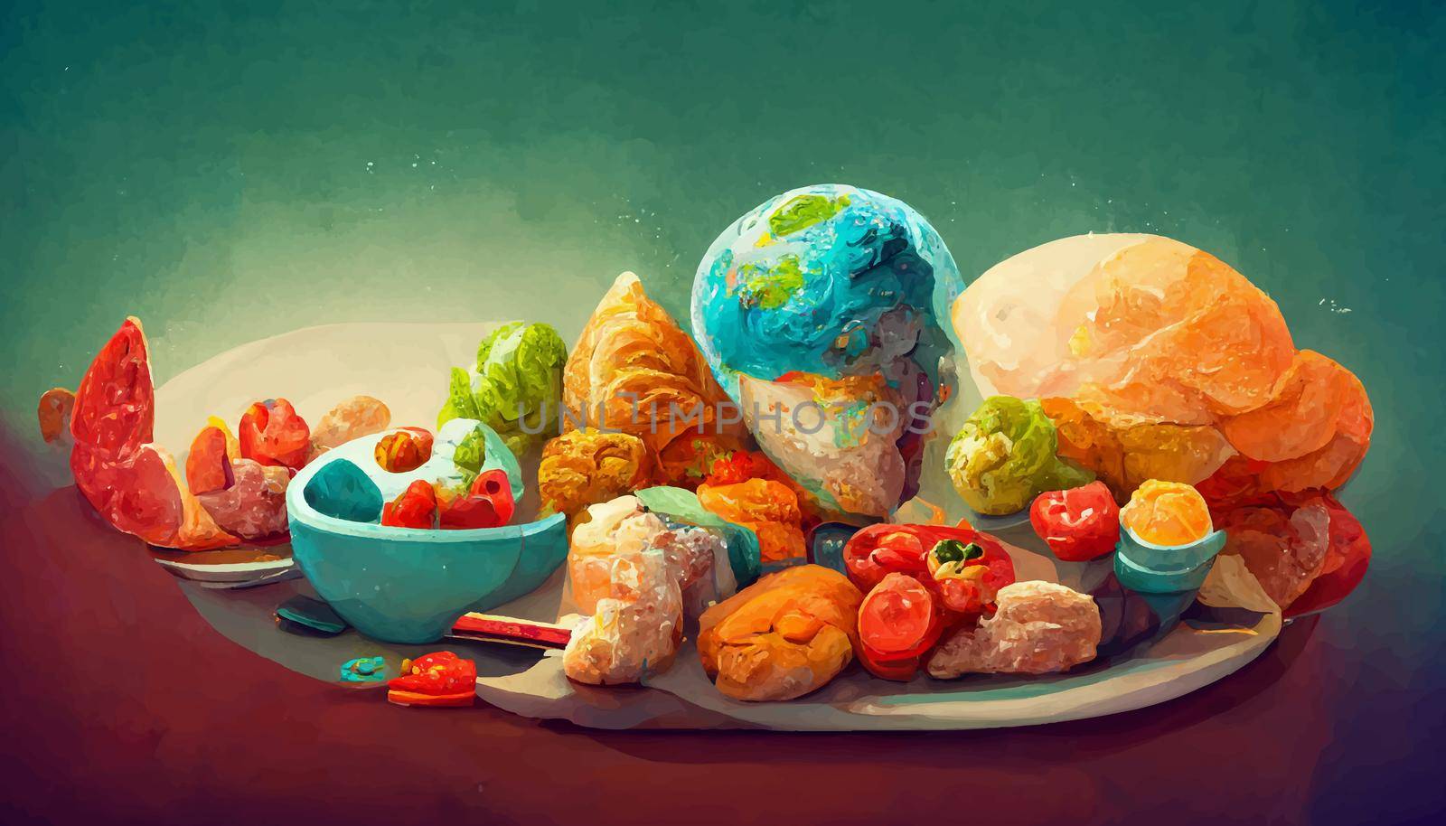 illustration world food day concept, international world food day.