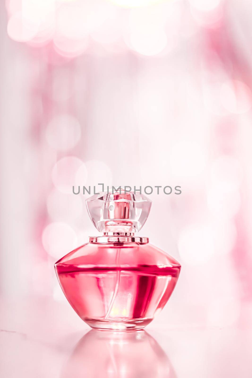 Perfume bottle on glamour background, floral feminine scent, fragrance and eau de parfum as luxury holiday gift, cosmetic and beauty brand present by Anneleven