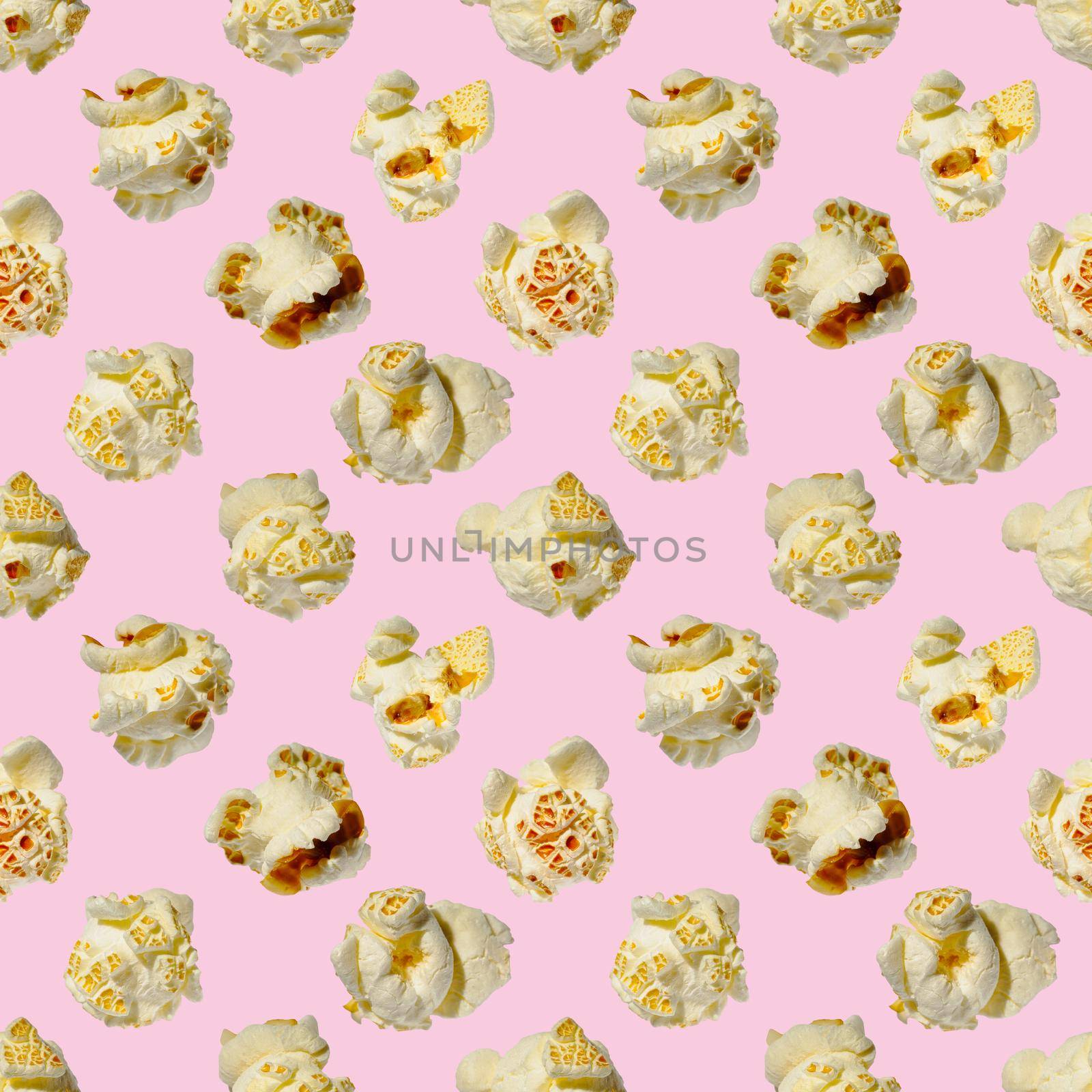 seamless pattern - popcorn. popcorn on a pink background, pattern for designer. packing design background