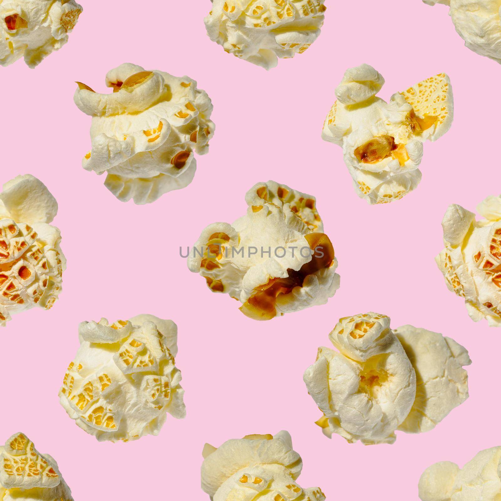 seamless pattern - popcorn. popcorn on a pink background, pattern by PhotoTime