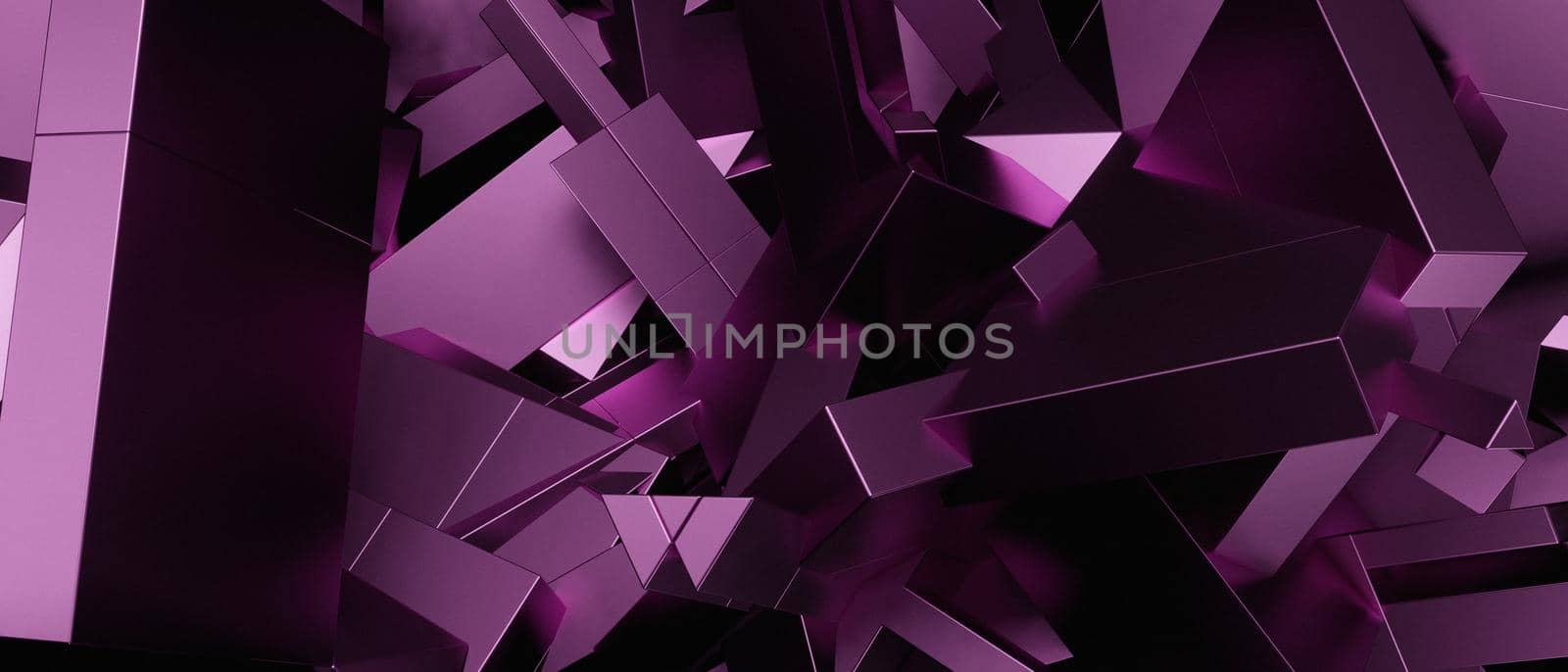 Abstract Luxurious Futuristic Shiny Block Chaos Future Purple Pink Banner Background Wallpaper 3D Illustration by yay_lmrb