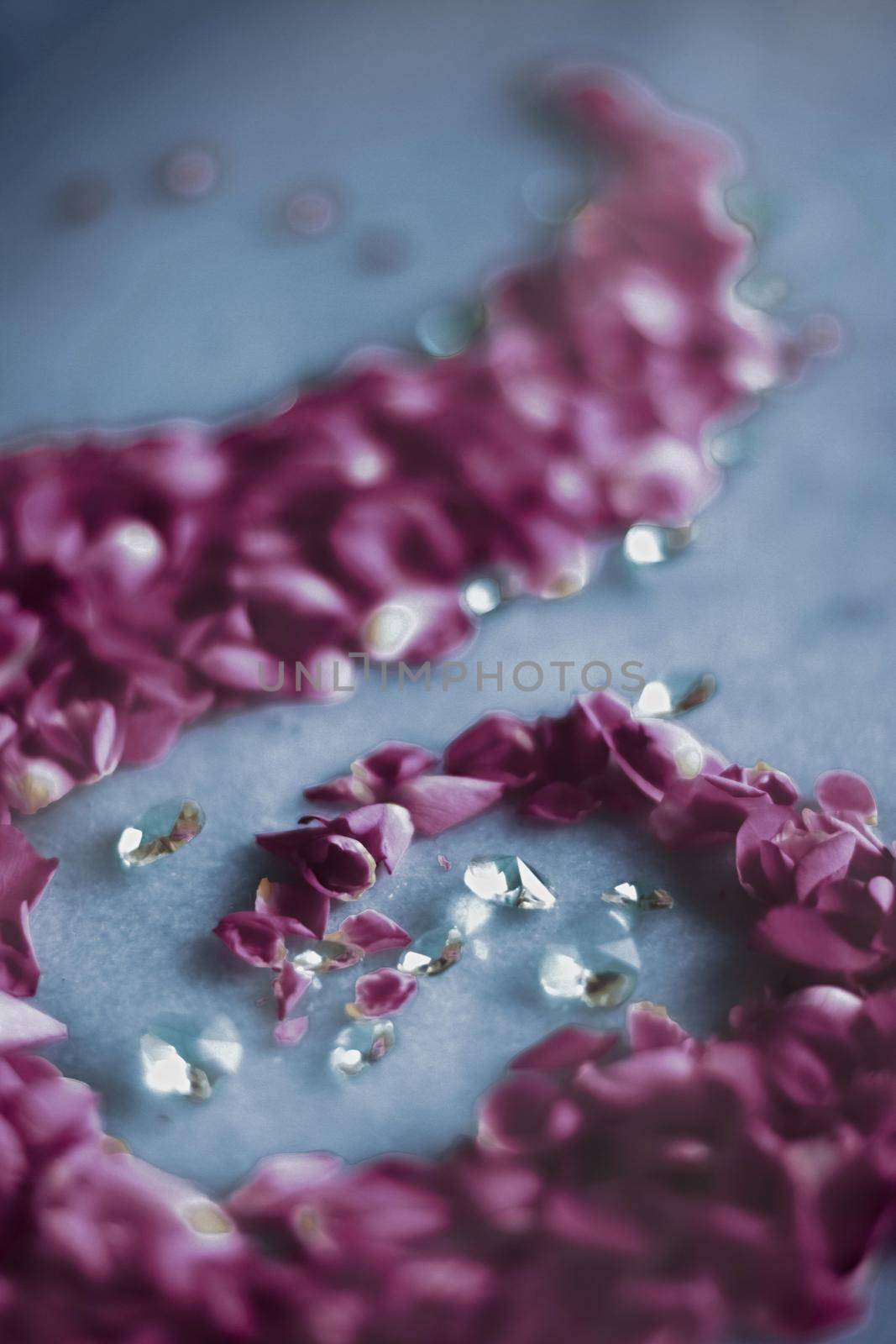 Art of flowers, wedding invitation and nature beauty concept - Rose petals on marble stone, floral background