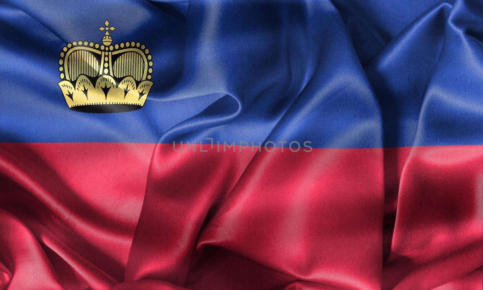 Liechtenstein flag - realistic waving fabric flag