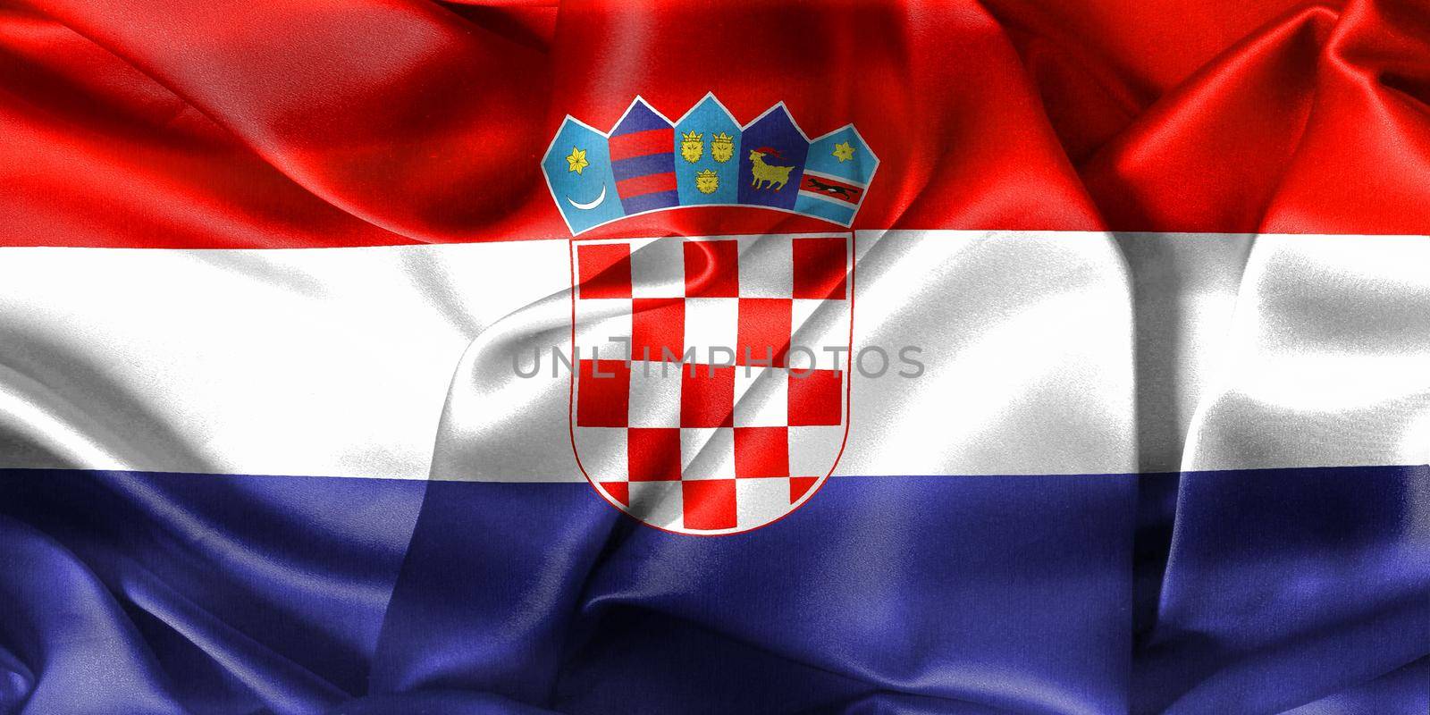 Croatia flag - realistic waving fabric flag