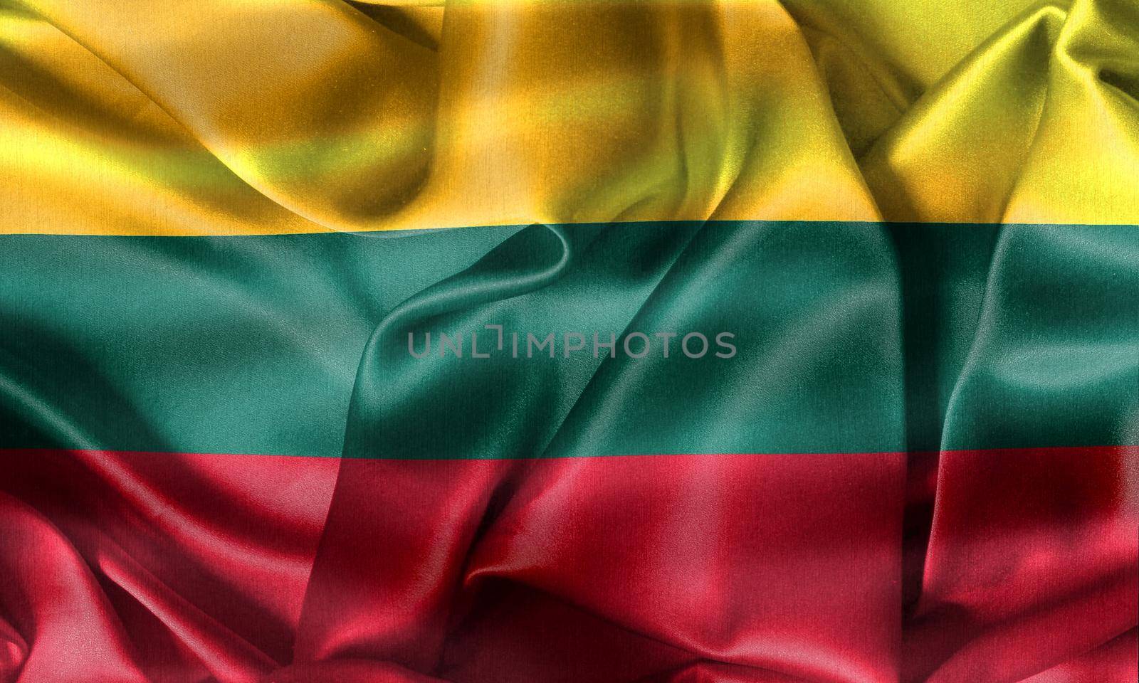 Lithuania flag - realistic waving fabric flag