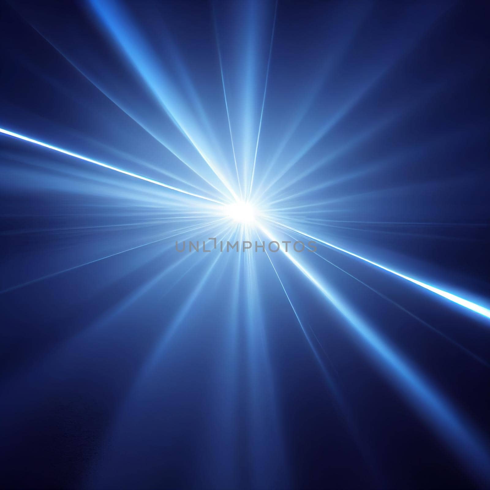 blue Light Lens flare on black background. Lens flare with bright light isolated with a black background.