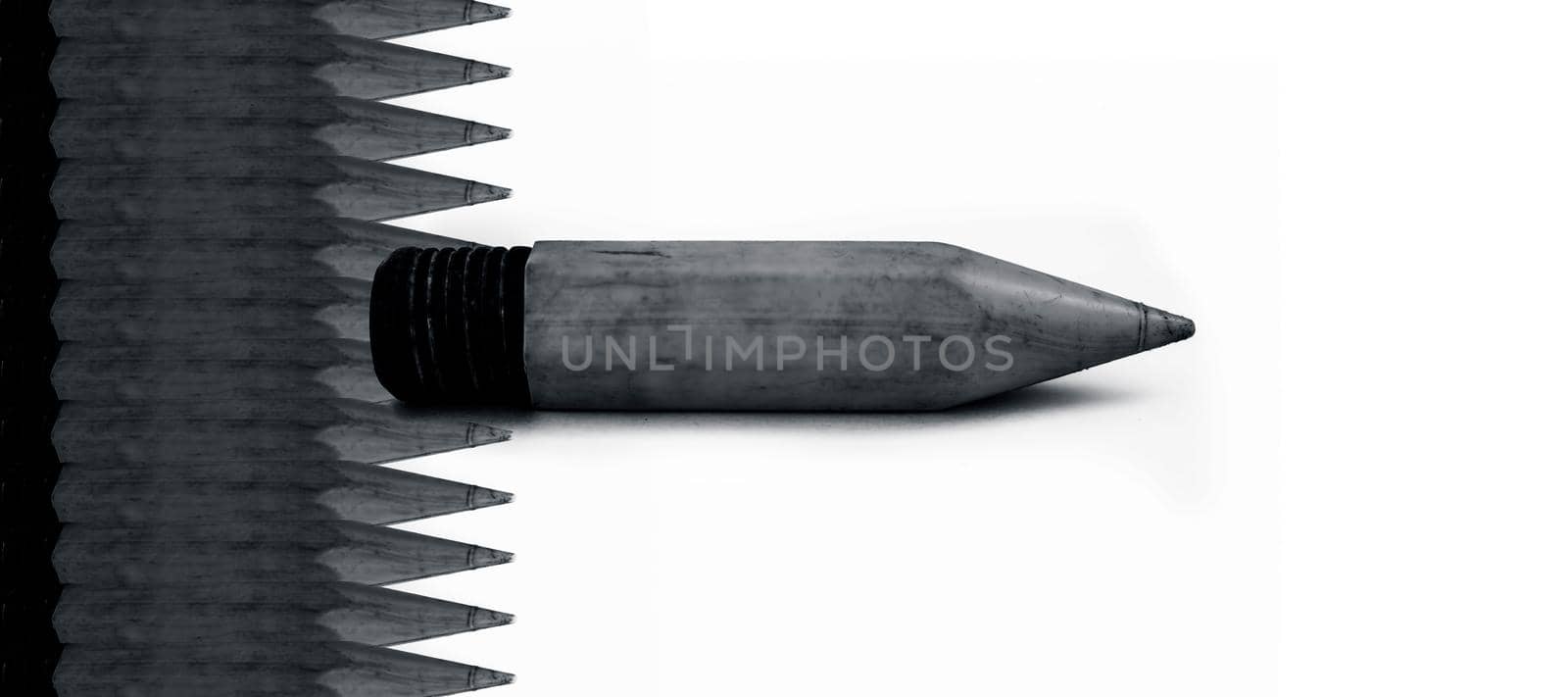 Minimalist Pencil on black trendy color. Concept of education.