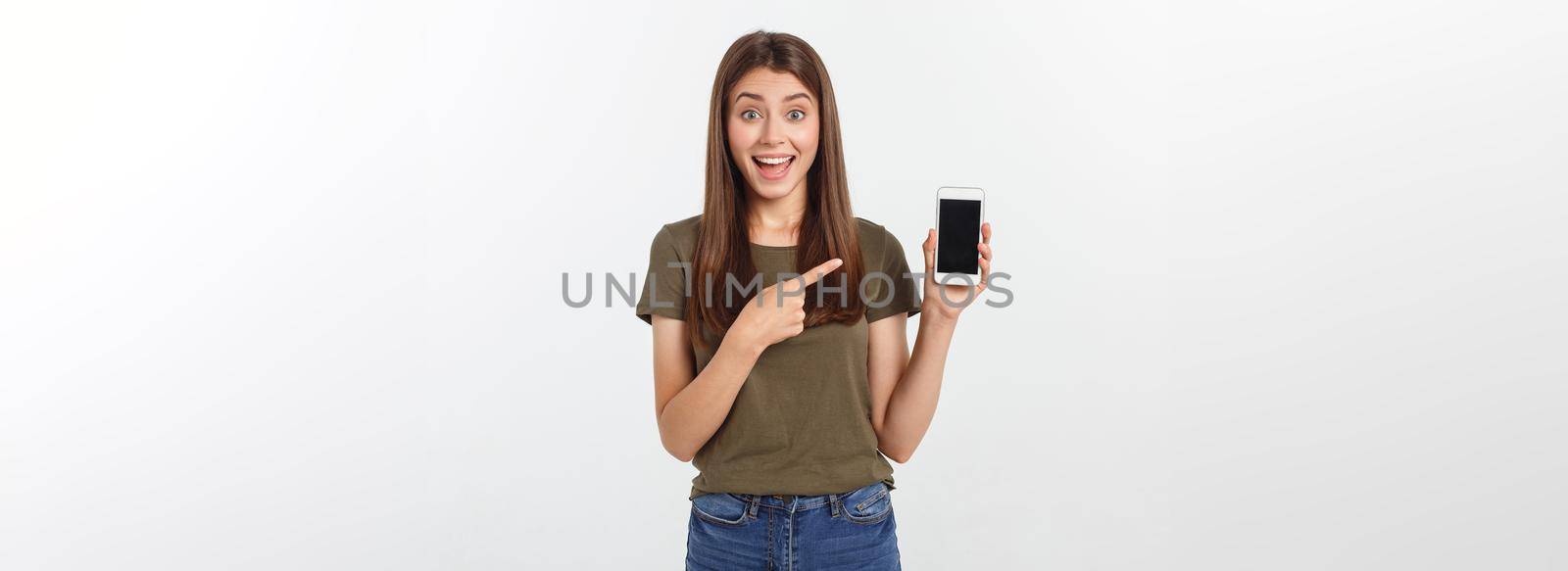 Girl Holding Smart Phone - Beautiful smiling girl holding a smart phone by Benzoix