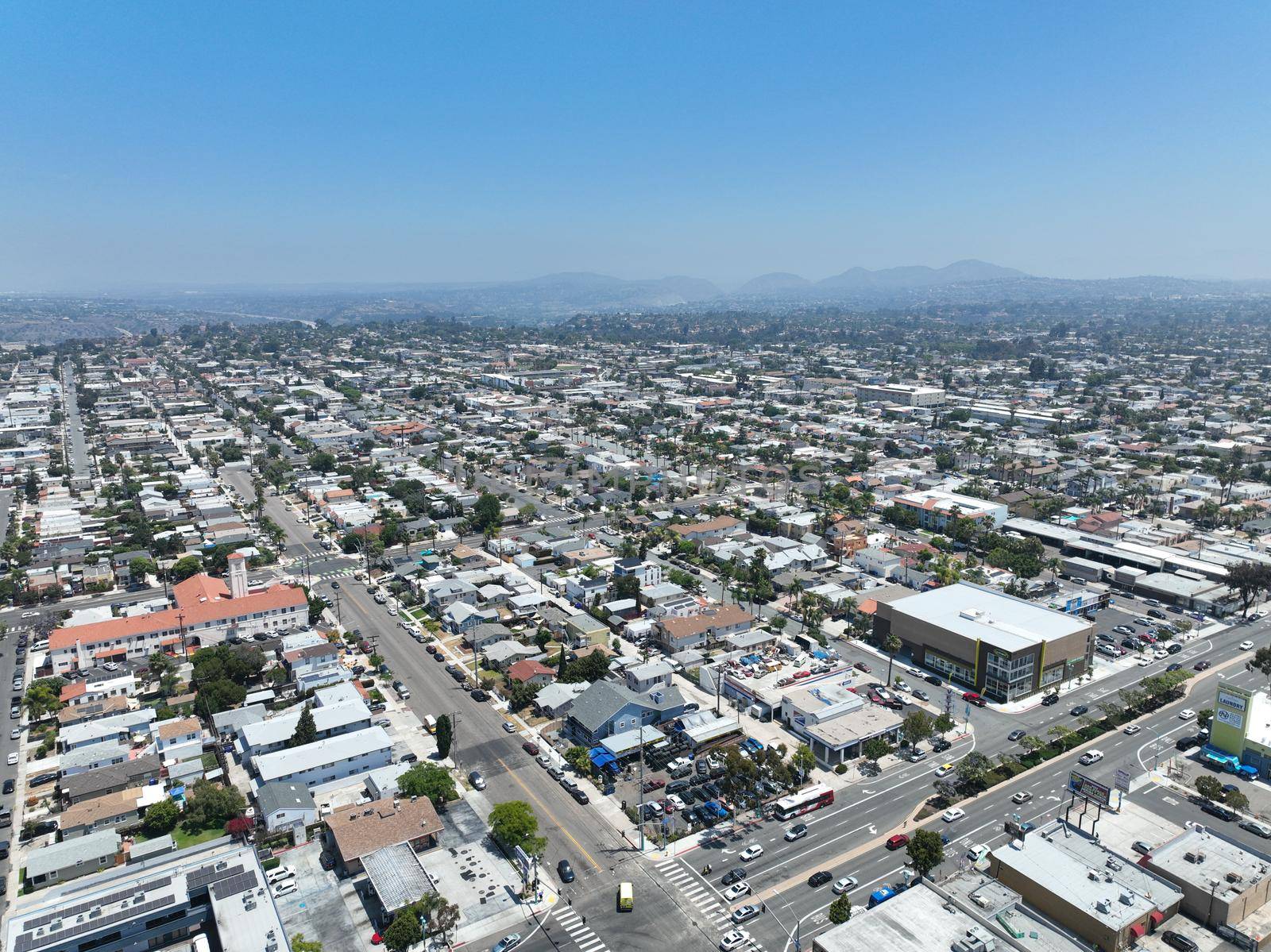 Aerial view of North Park neighborhood in San Diego, California, United States.