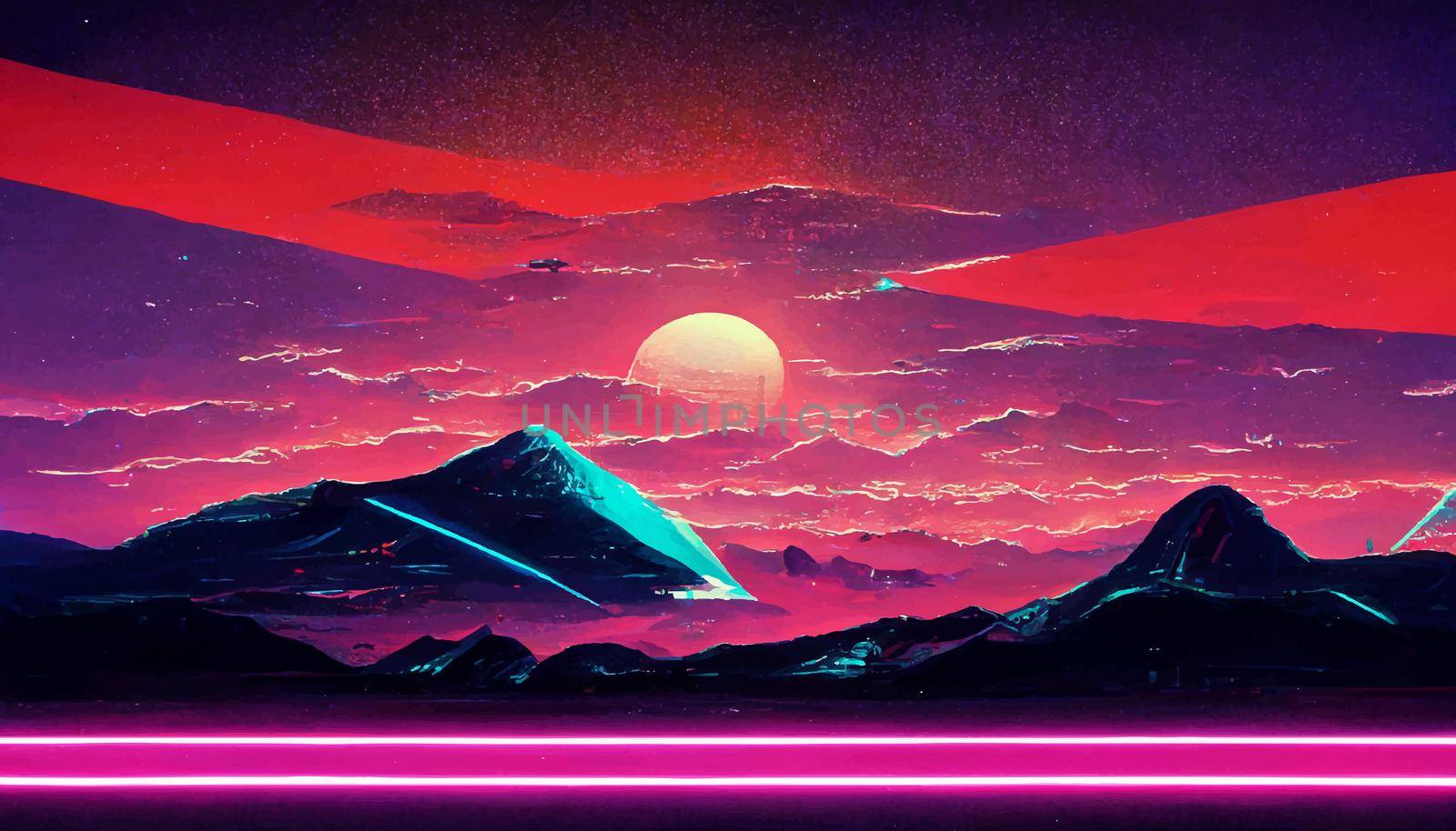 background retro Synthwave. Geometric retro Background illustration. illustration for wallpaper.