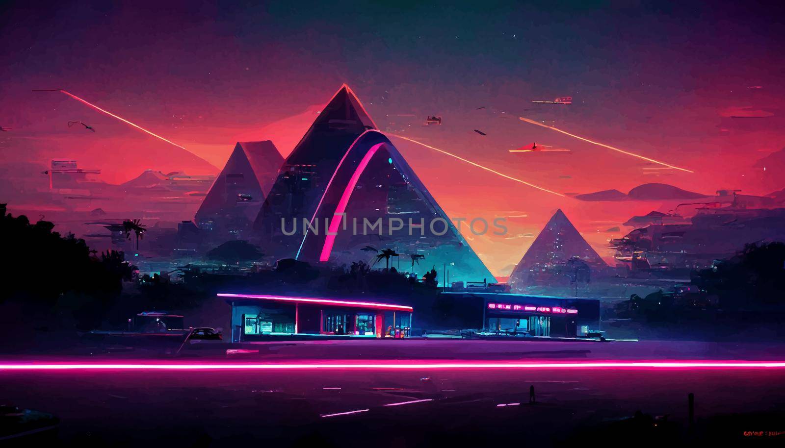 background retro Synthwave. Geometric retro Background illustration. illustration for wallpaper.