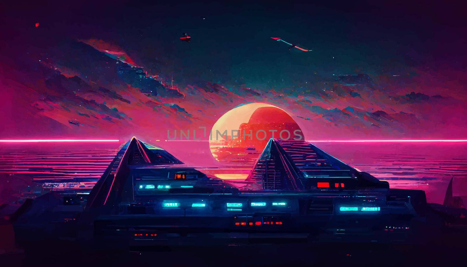 background retro Synthwave. Geometric retro Background illustration. illustration for wallpaper.