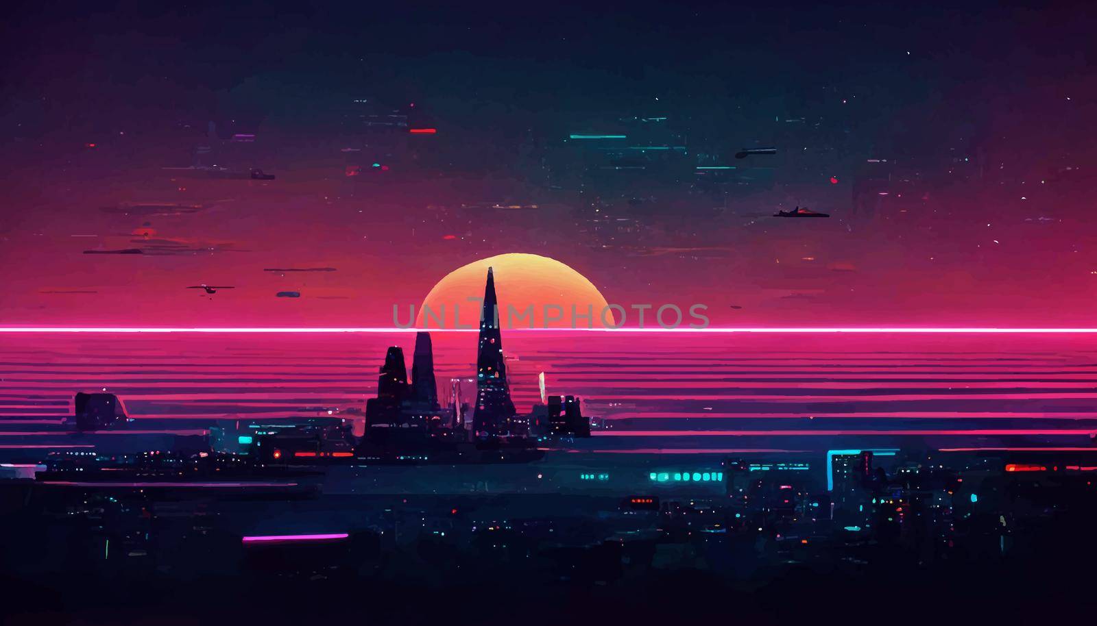 background retro Synthwave. Geometric retro Background illustration. illustration for wallpaper.