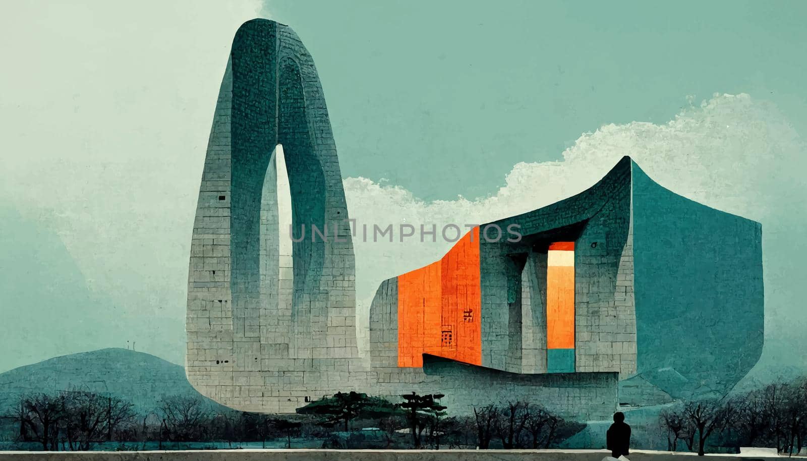 Korean architecture illustration. amazing korean architecture. illustration for wallpaper.