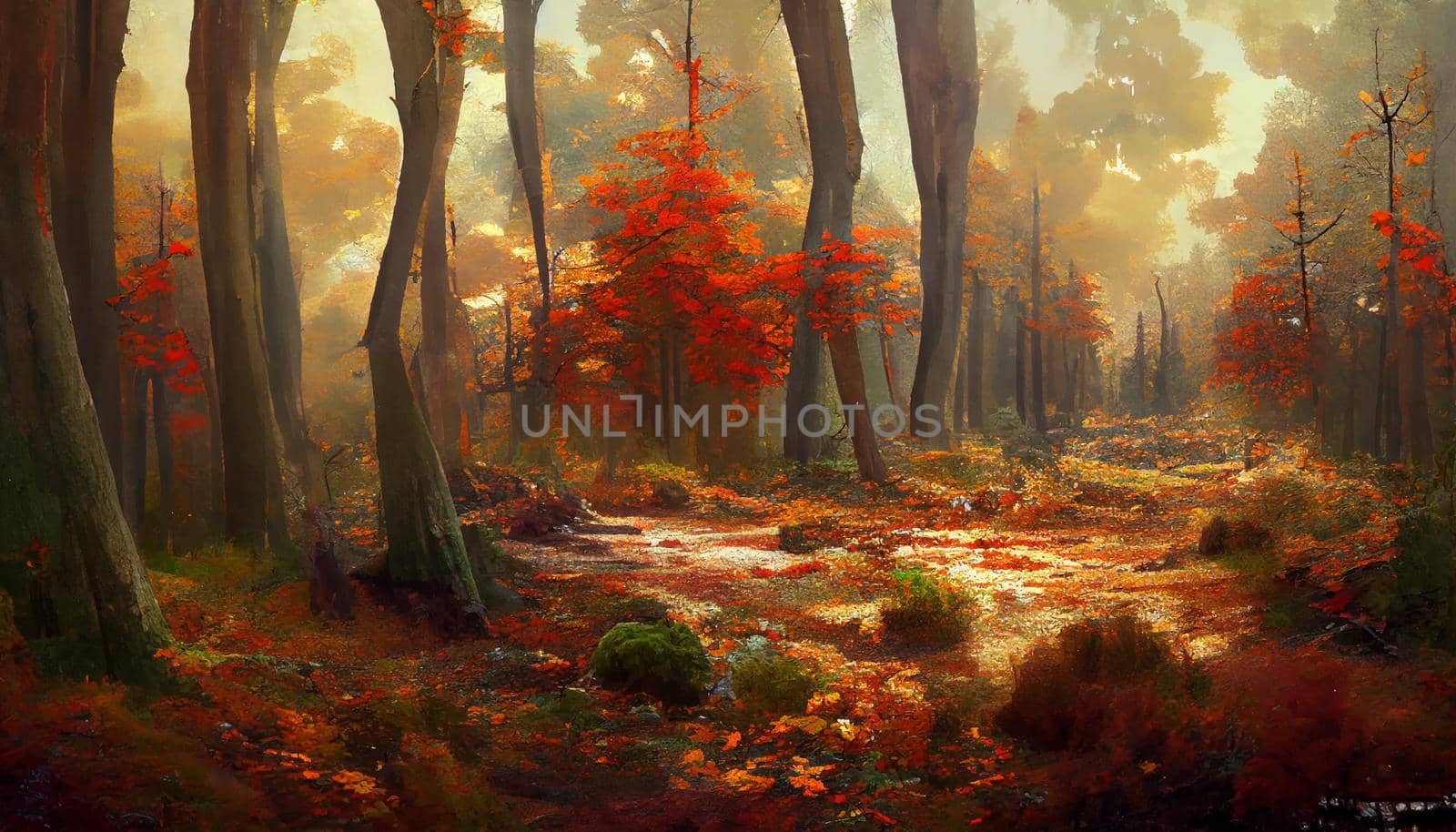 forest in autumn beautiful landscape geometric illustration. illustration for wallpaper