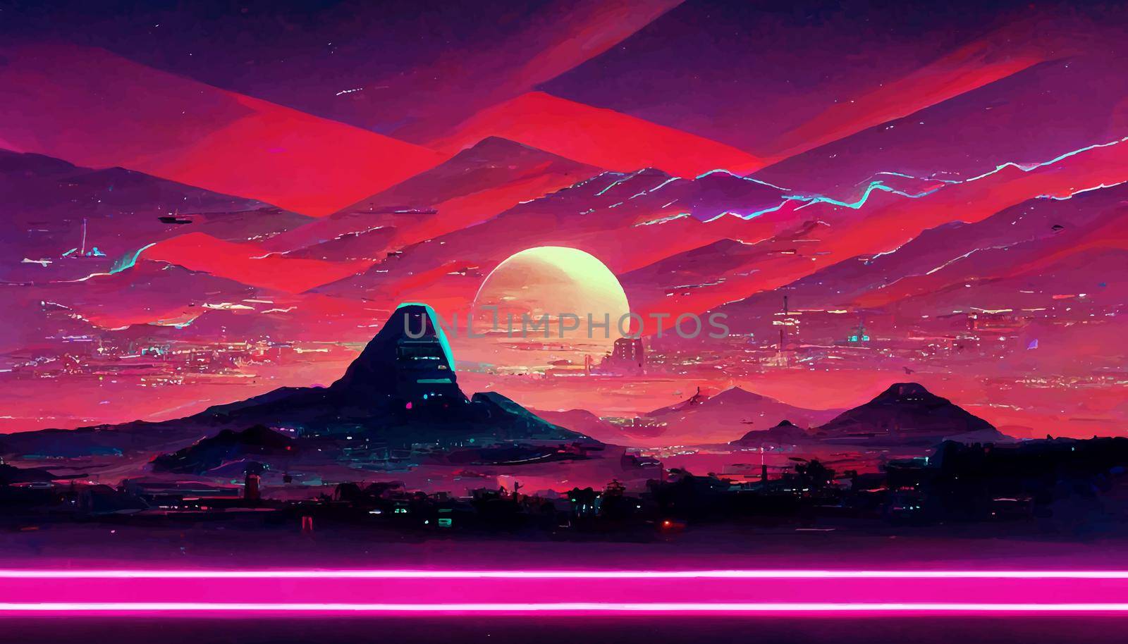 background retro Synthwave. Geometric retro Background illustration. illustration for wallpaper.